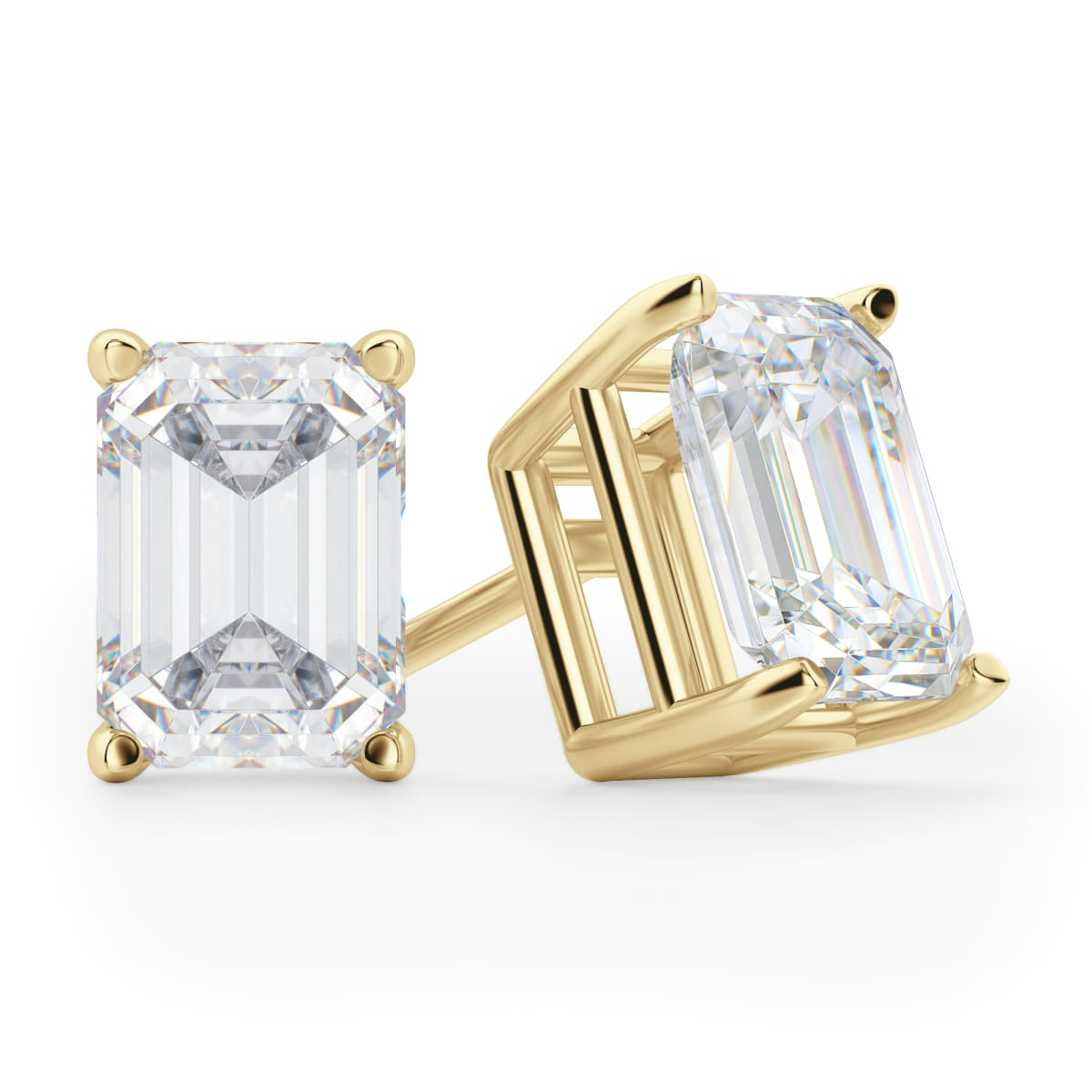 Emerald Cut Stud Earrings Tension Backs Basket Set