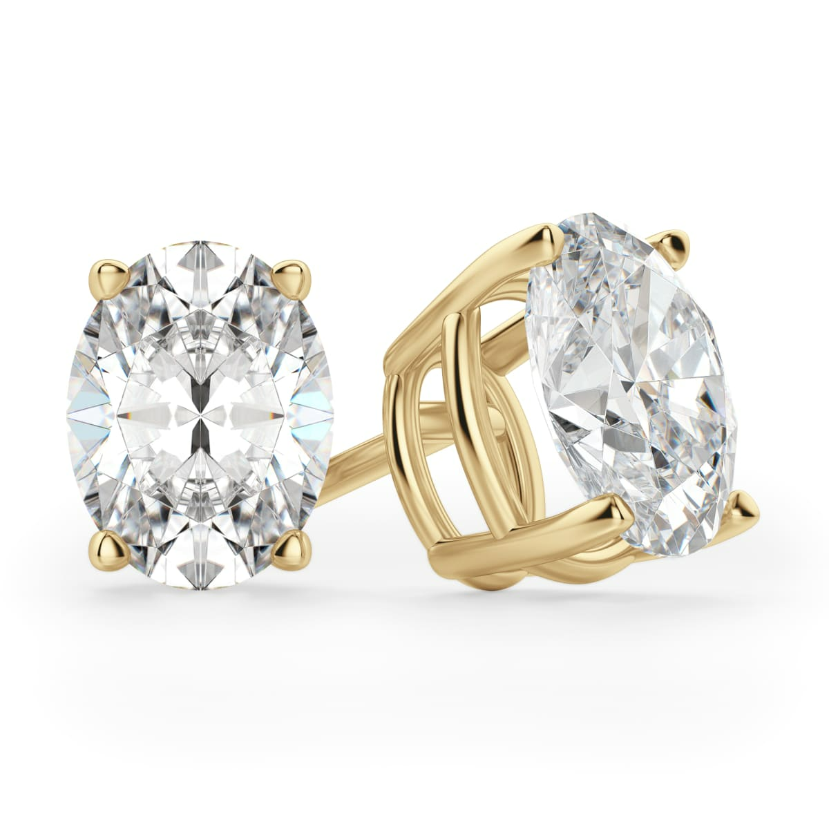 Oval Cut Stud Earrings Tension Backs Basket Set