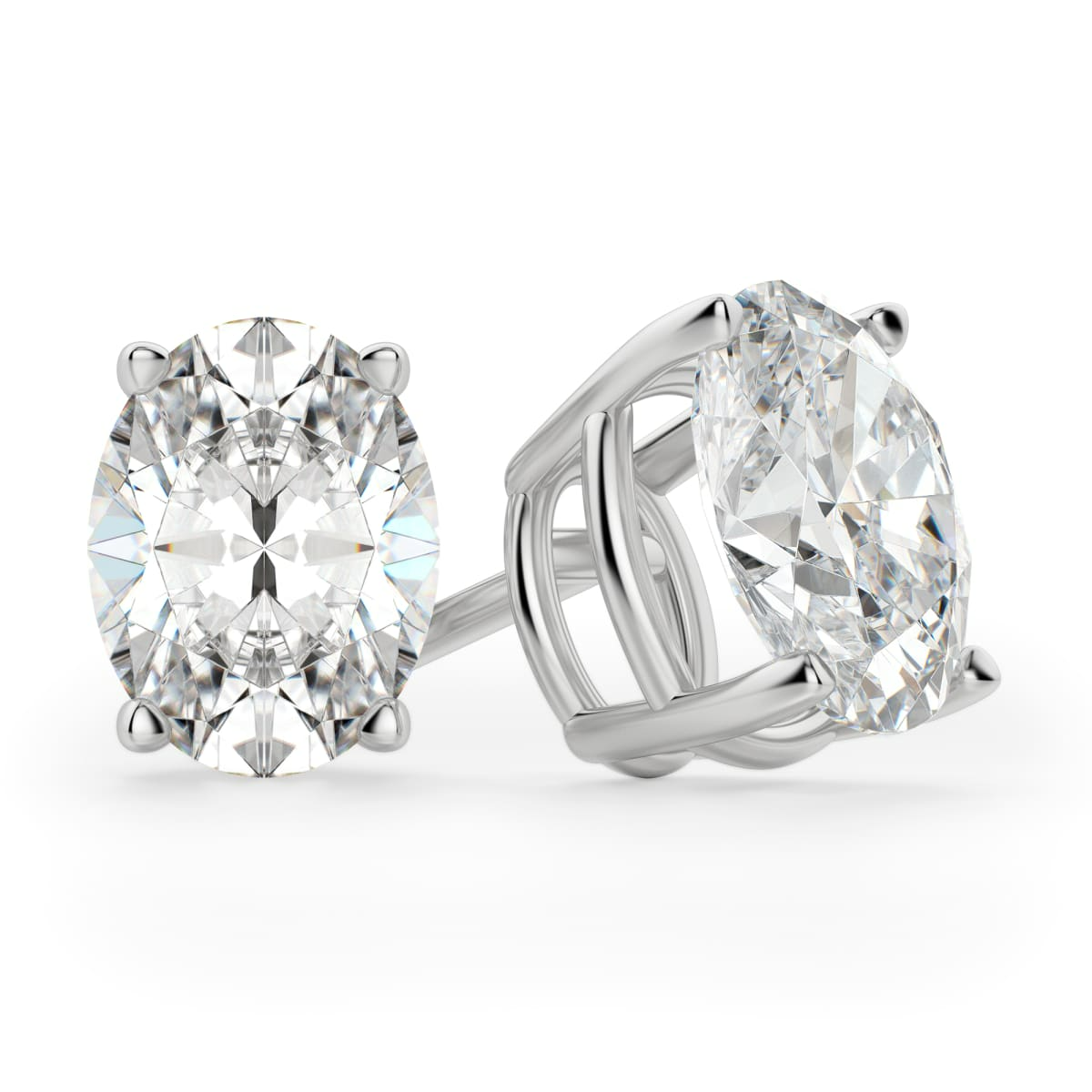 Oval Cut Stud Earrings Tension Backs Basket Set