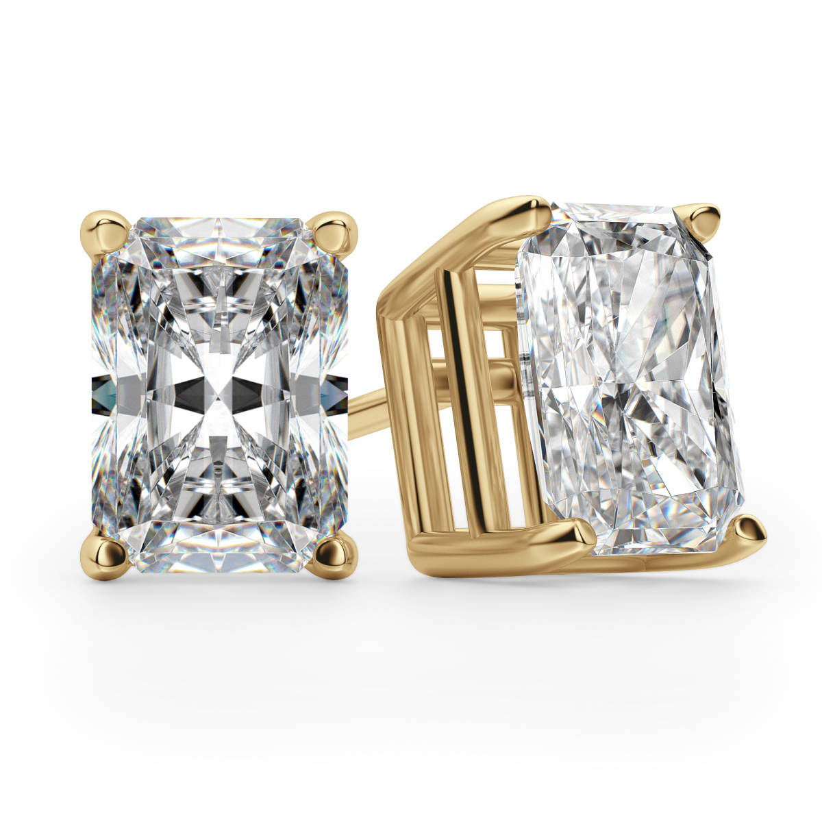 Radiant Cut Stud Earrings Tension Backs Basket Set