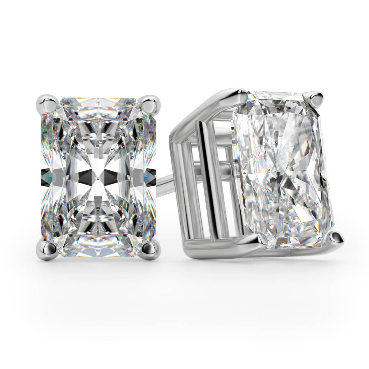 Radiant Cut Stud Earrings Tension Backs Basket Set