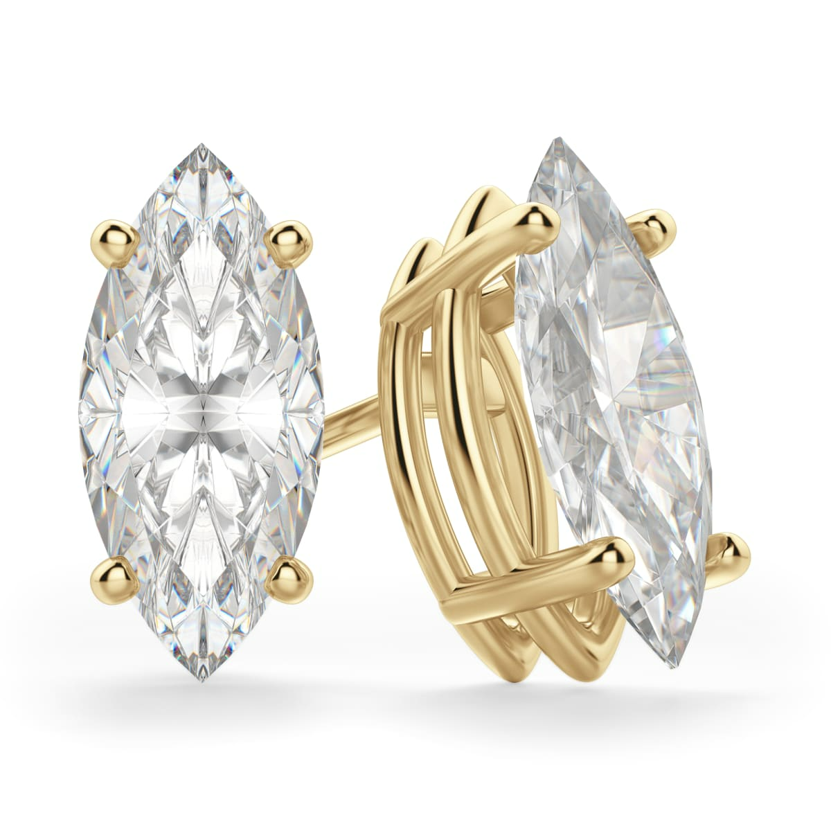 Marquise Cut Stud Earrings Tension Backs Basket Set