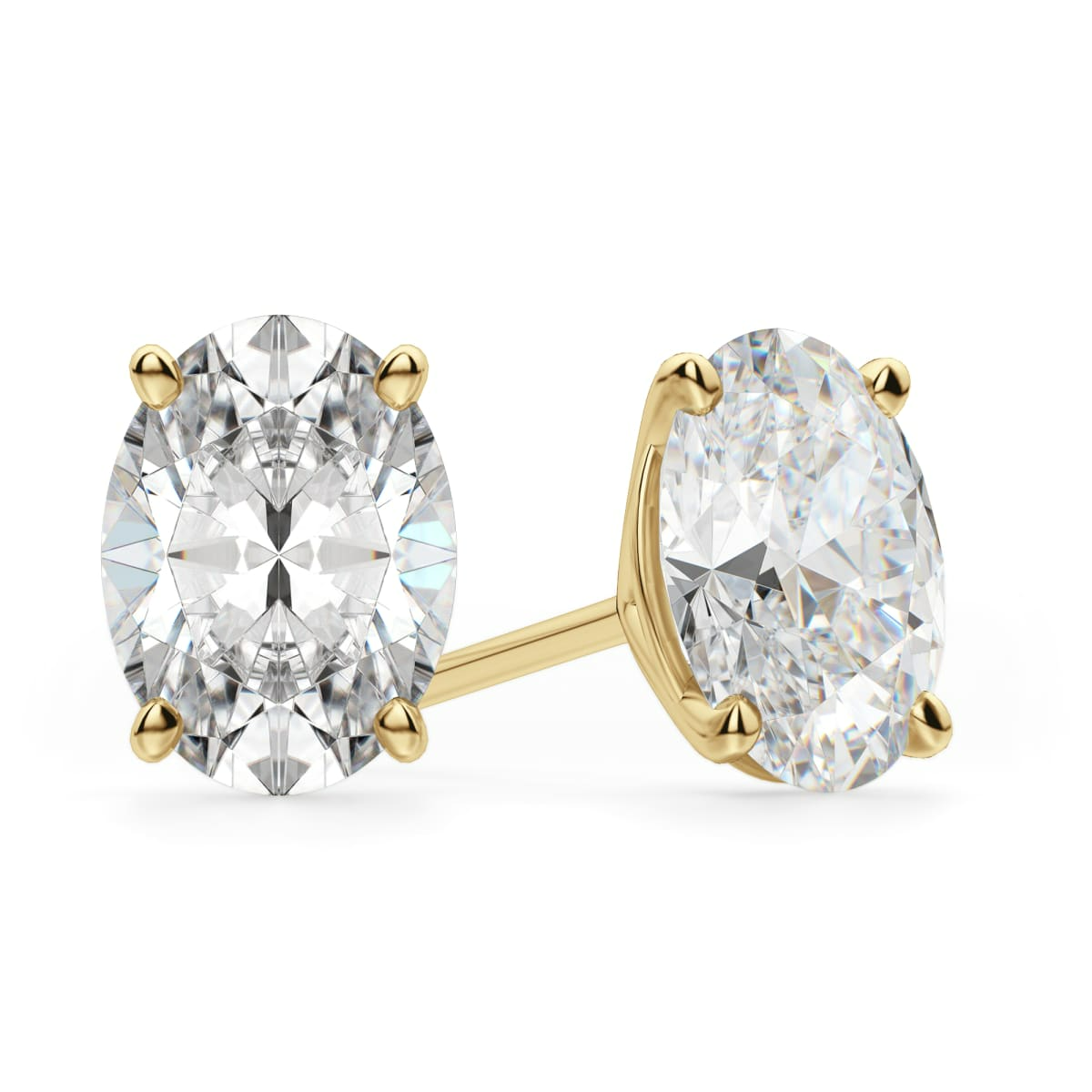 Oval Cut Stud Earrings Tension Back Martini Set