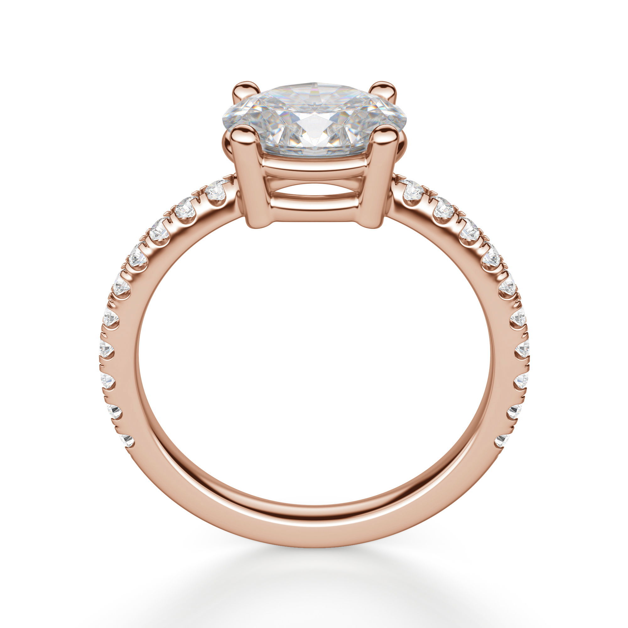 East-West Accented Basket Oval Cut Engagement Ring