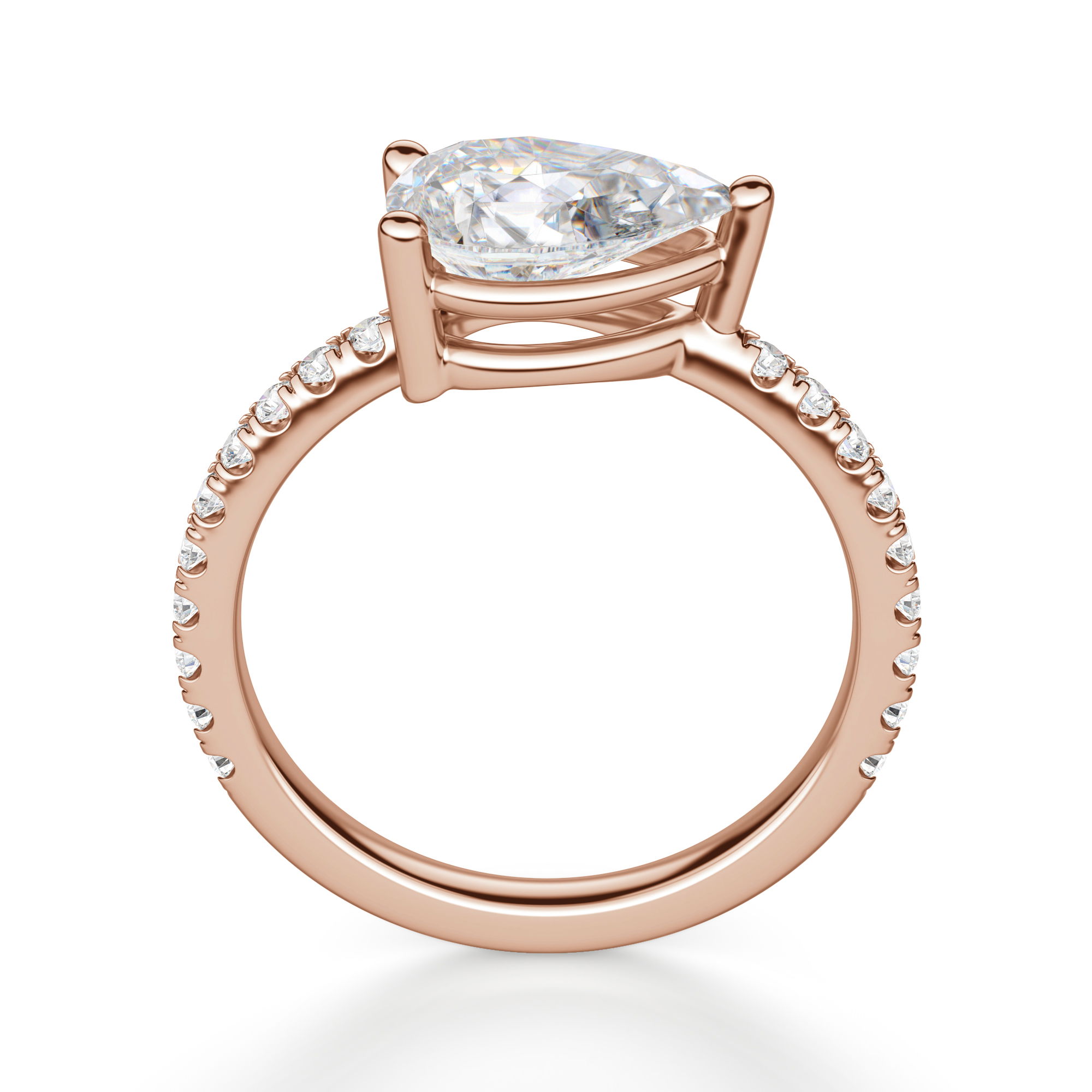 East-West Accented Basket Pear Cut Engagement Ring