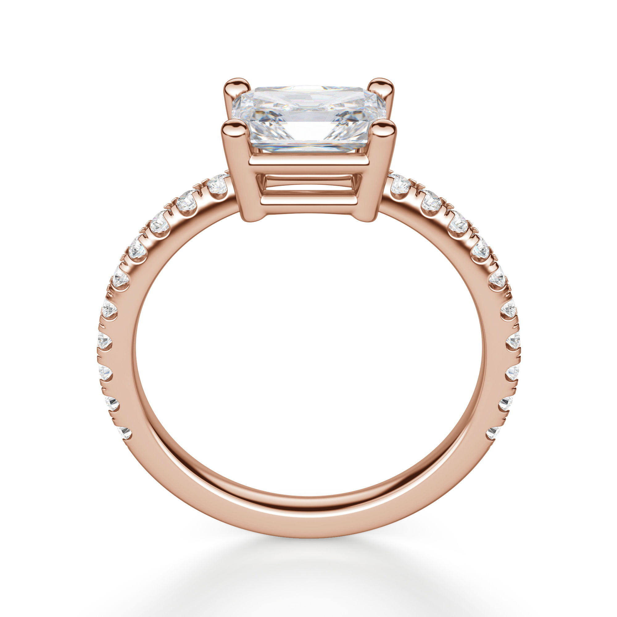 East-West Accented Basket Radiant Cut Engagement Ring
