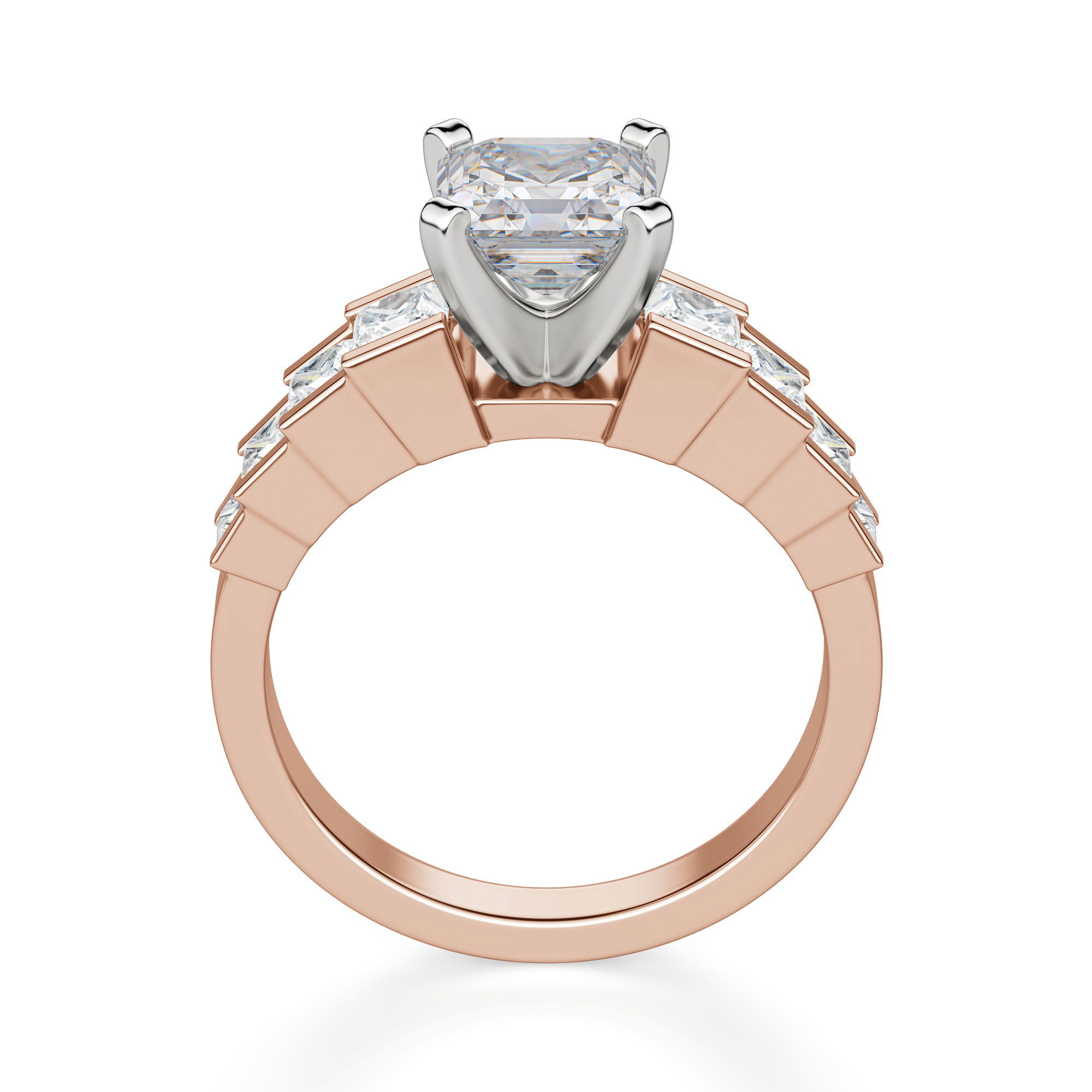 Cinderella Staircase Asscher Cut Engagement Ring
