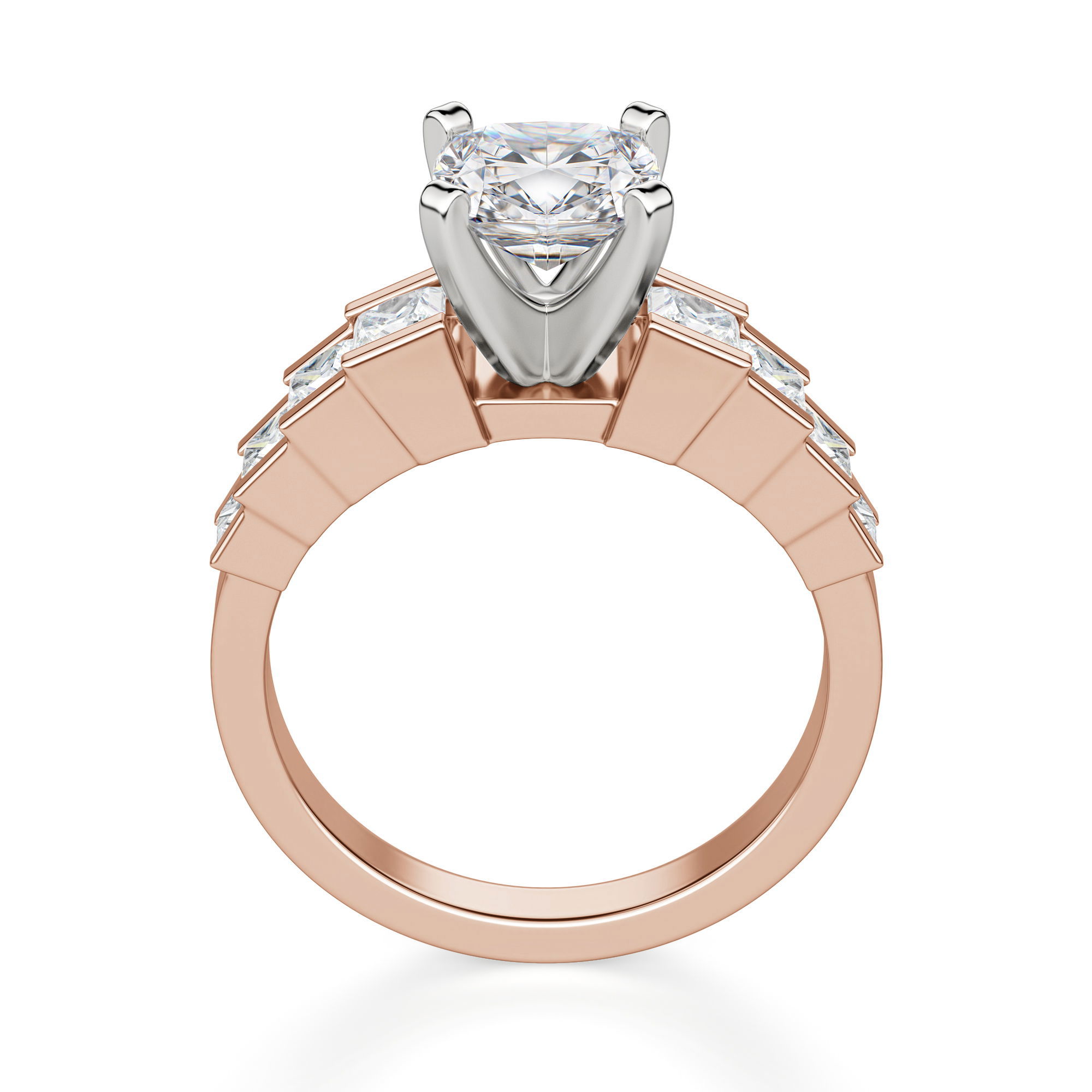 Cinderella Staircase Cushion Cut Engagement Ring