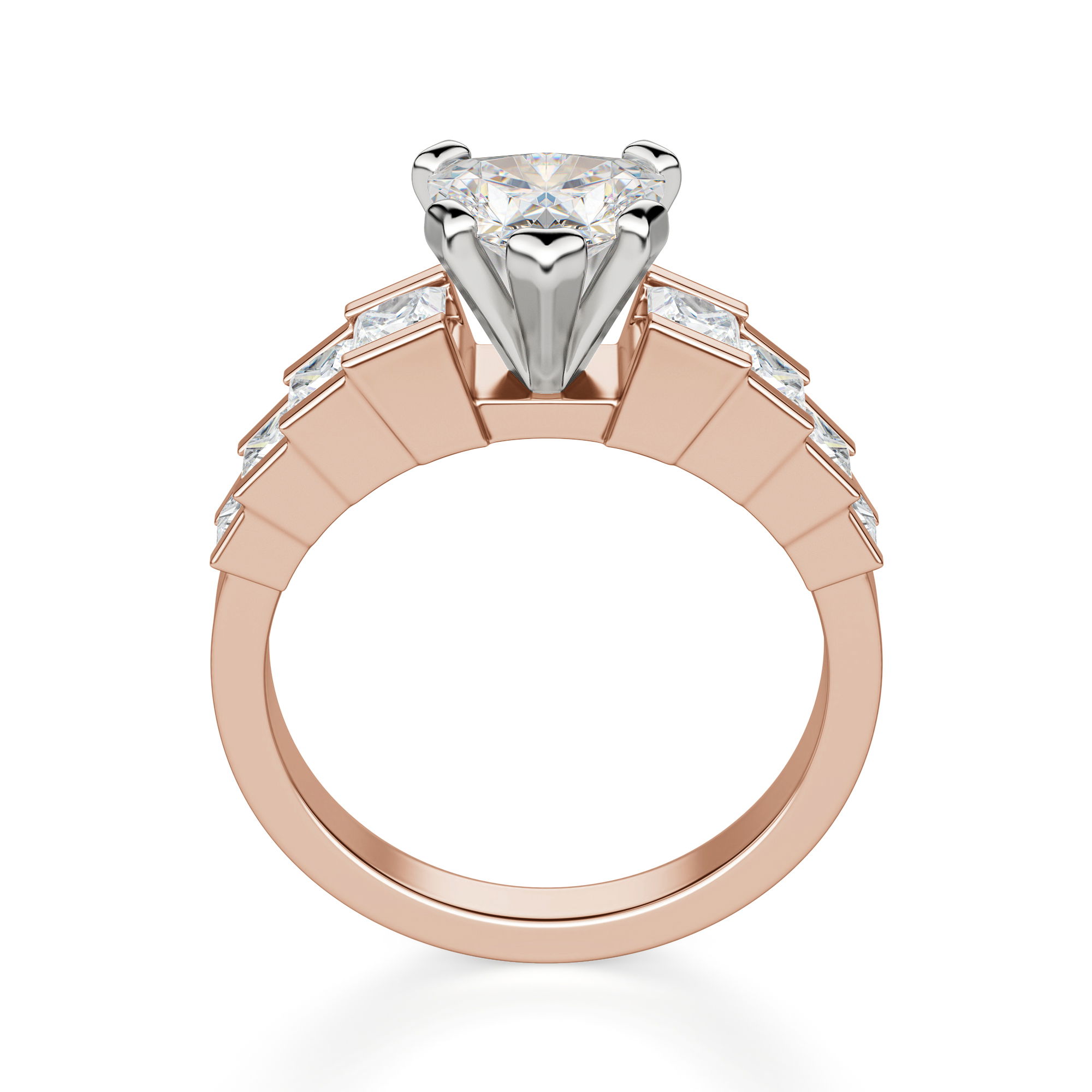 Cinderella Staircase Heart Cut Engagement Ring