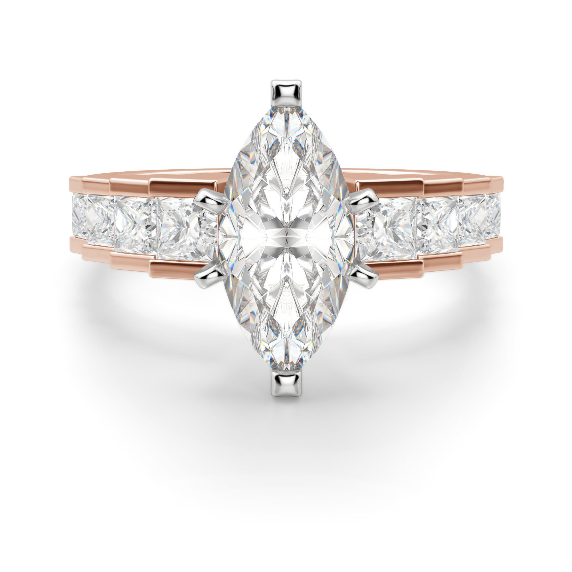Cinderella Staircase Marquise Cut Engagement Ring