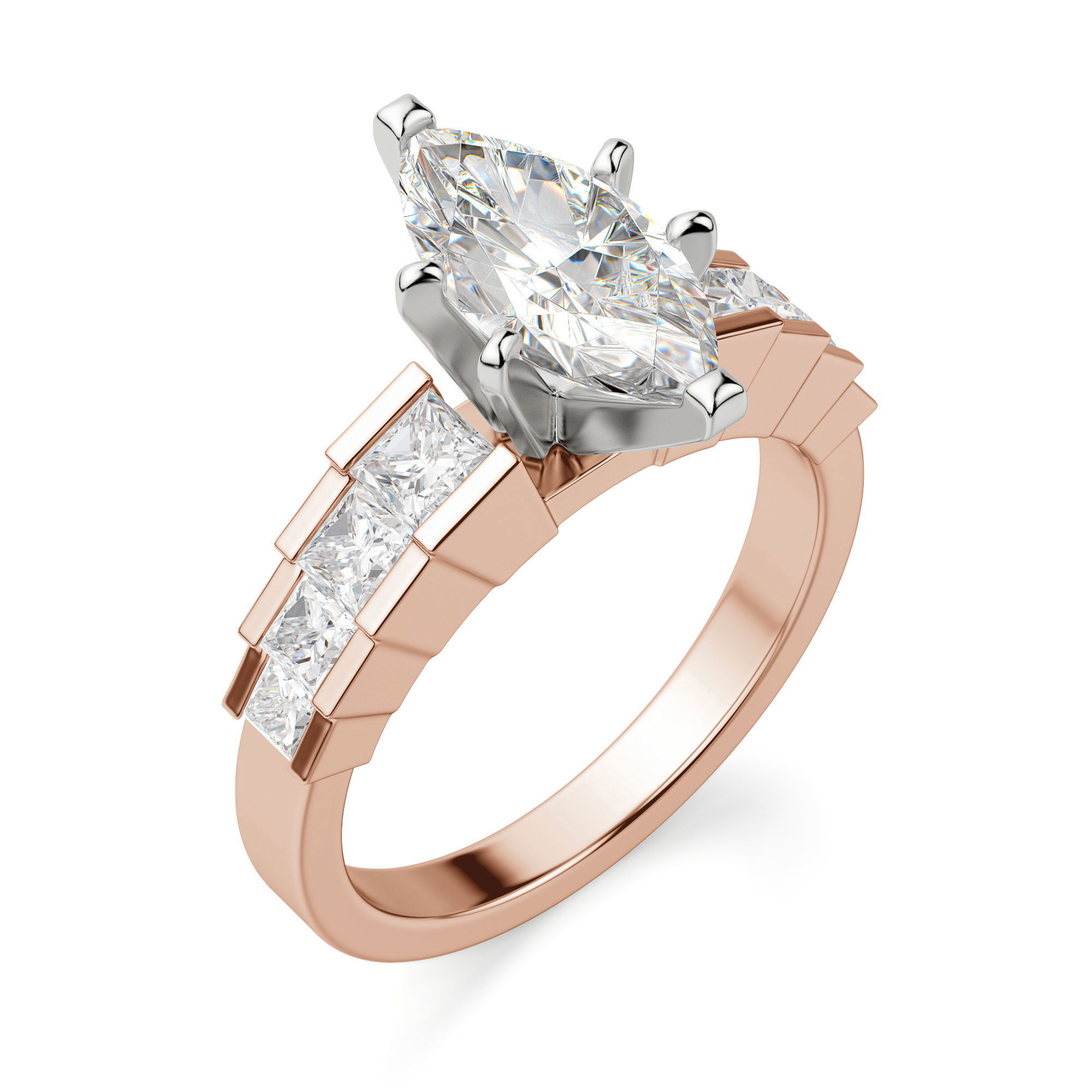 Cinderella Staircase Marquise Cut Engagement Ring