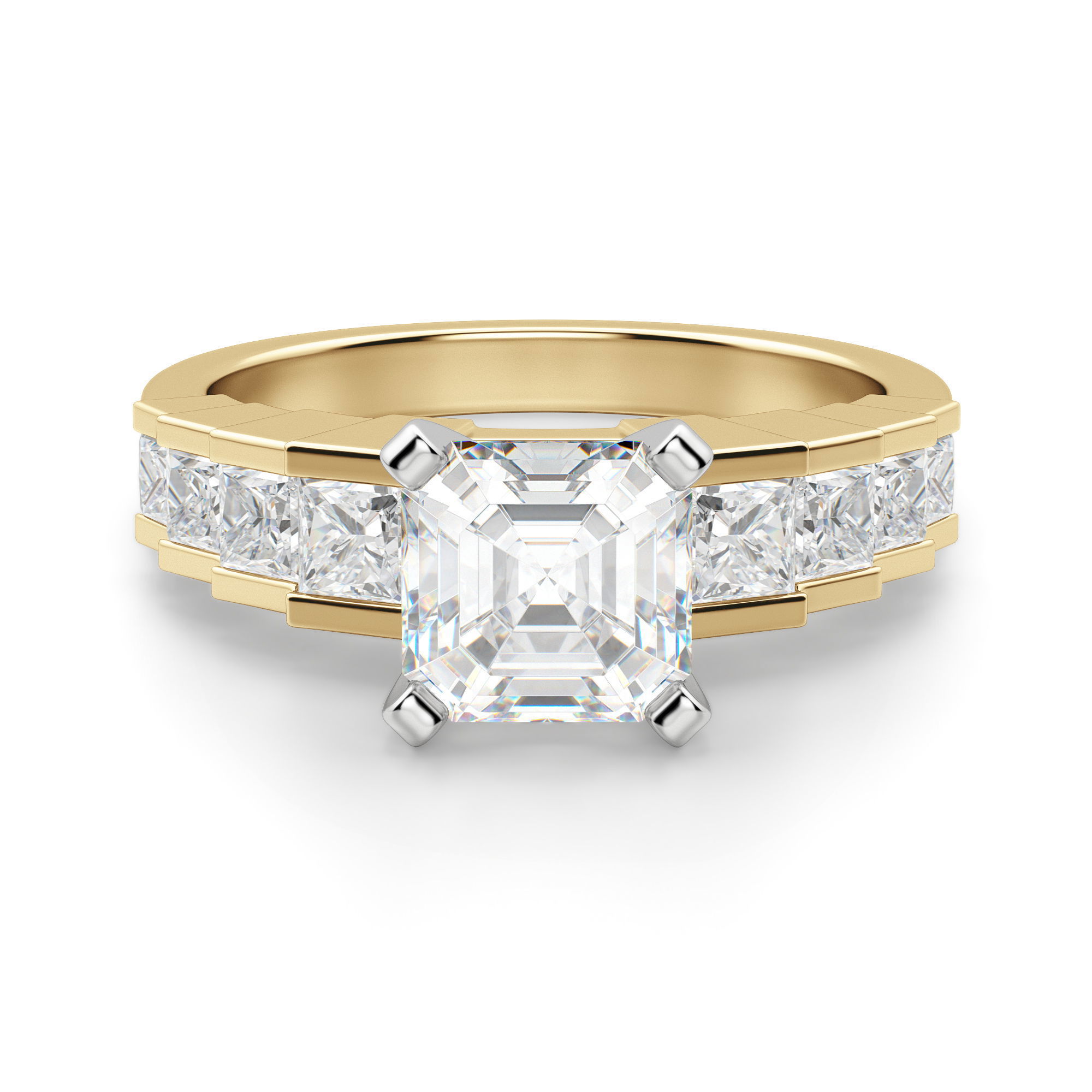 Cinderella Staircase Asscher Cut Engagement Ring