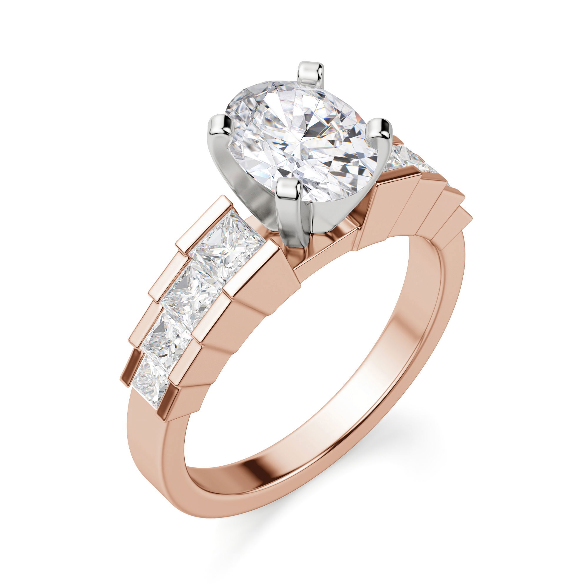 Cinderella Staircase Oval Cut Engagement Ring