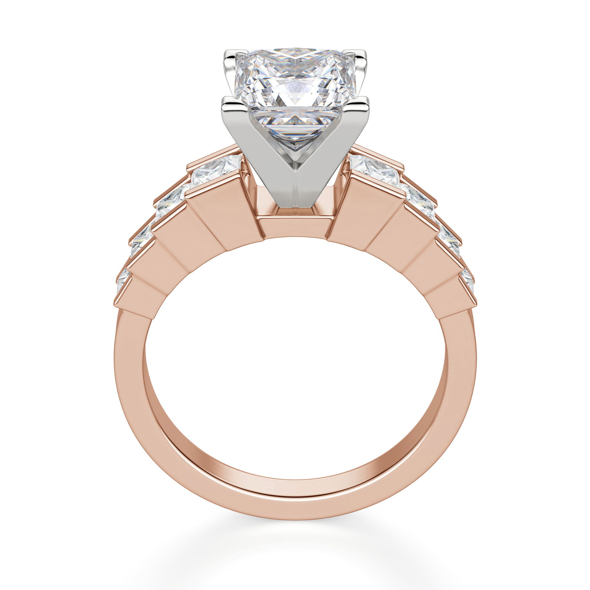 Cinderella Staircase Princess Cut Engagement Ring
