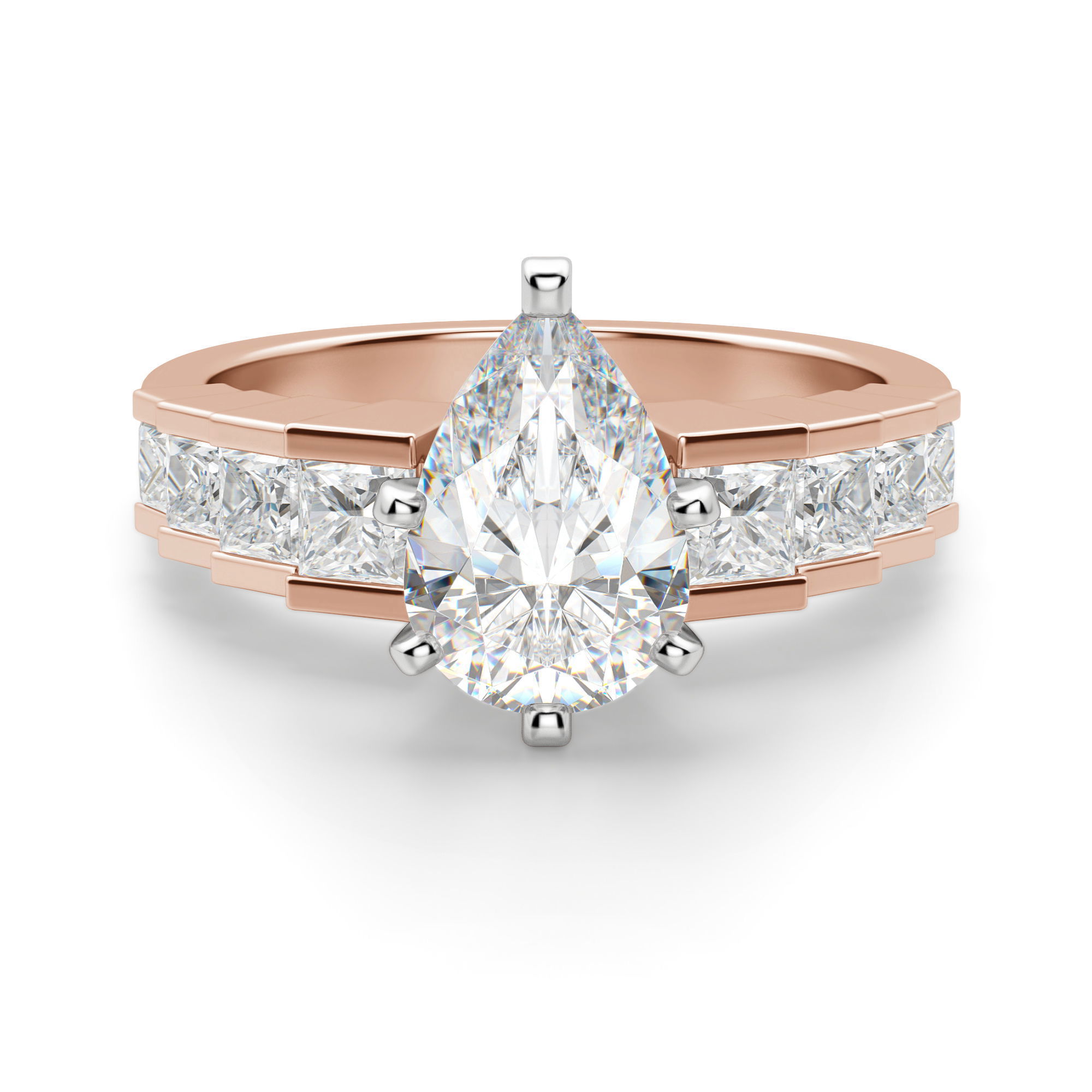 Cinderella Staircase Pear Cut Engagement Ring
