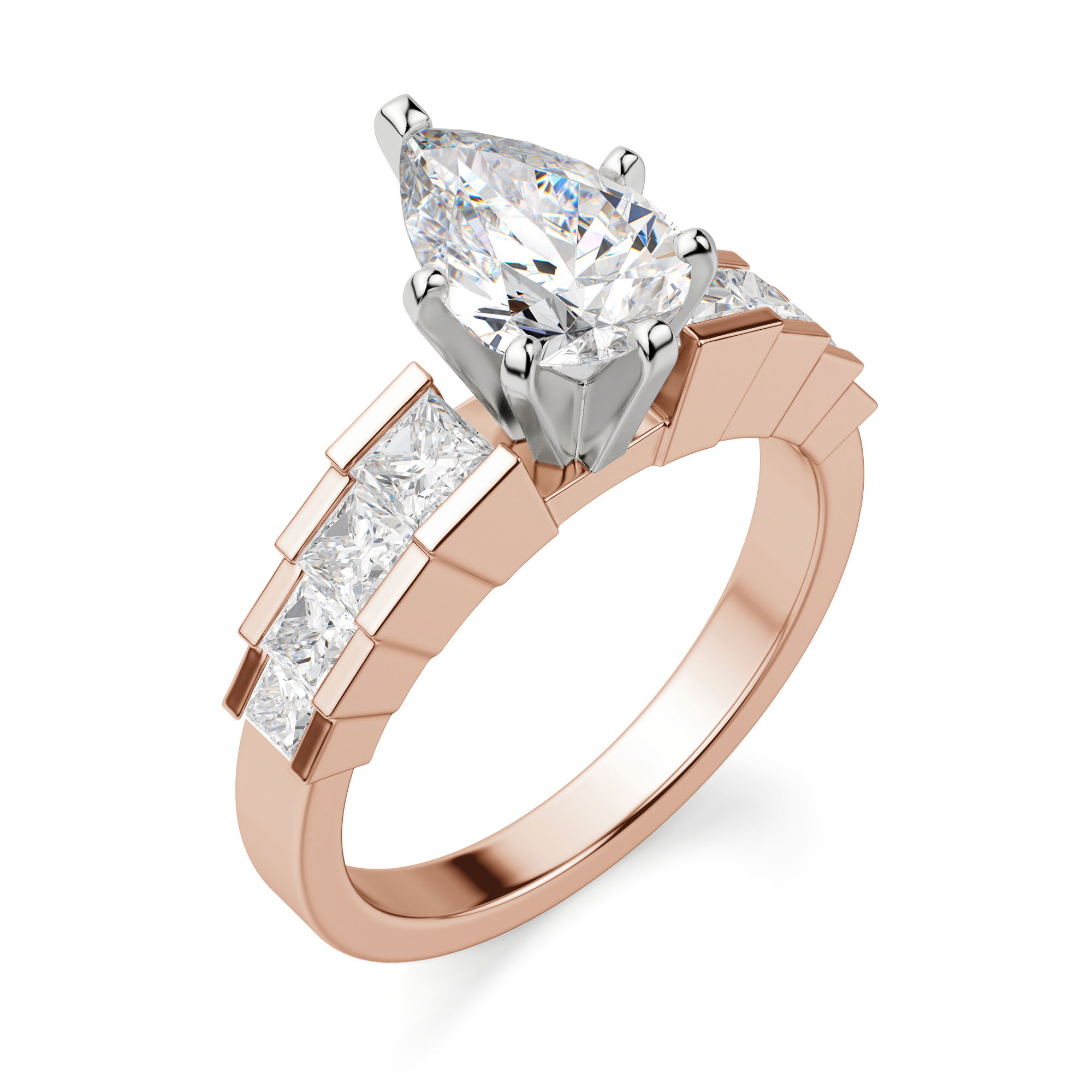 Cinderella Staircase Pear Cut Engagement Ring