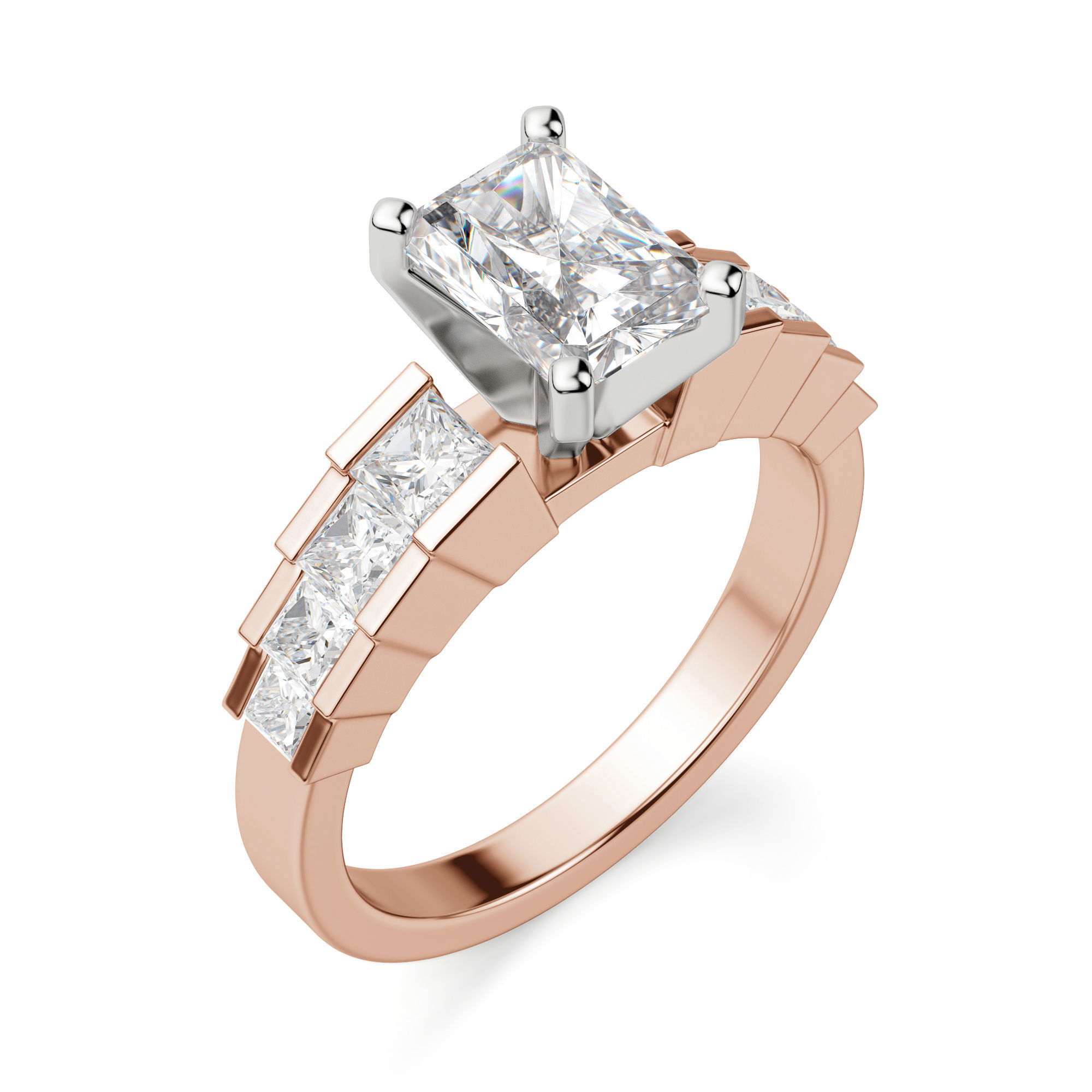 Cinderella Staircase Radiant Cut Engagement Ring