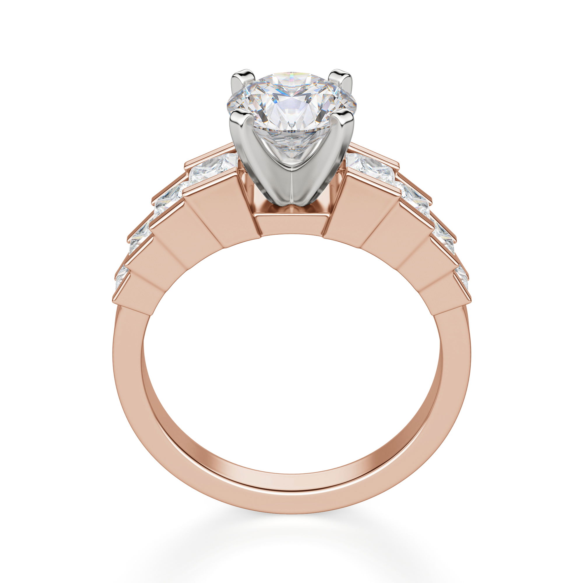 Cinderella Staircase Round Cut Engagement Ring
