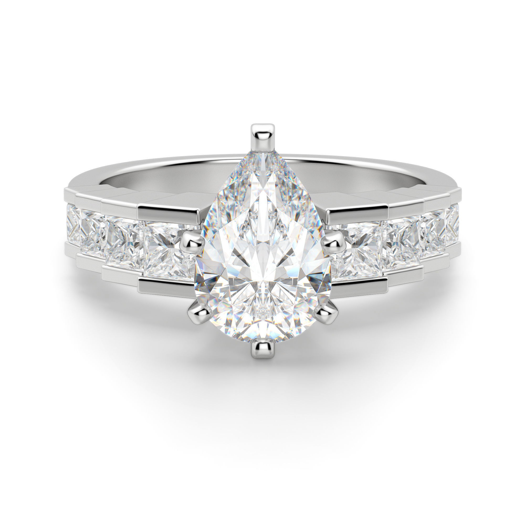 Cinderella Staircase Pear Cut Engagement Ring