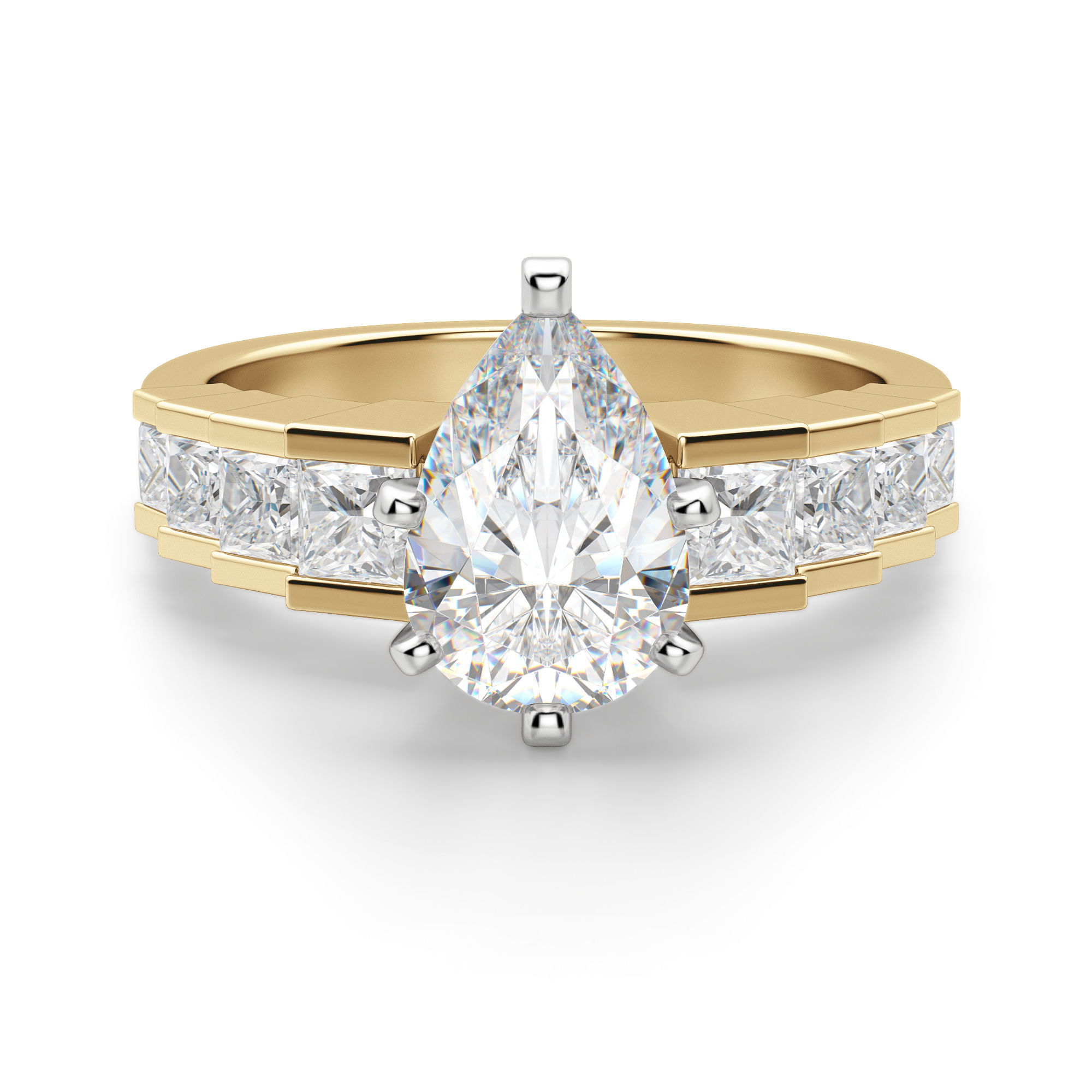 Cinderella Staircase Pear Cut Engagement Ring