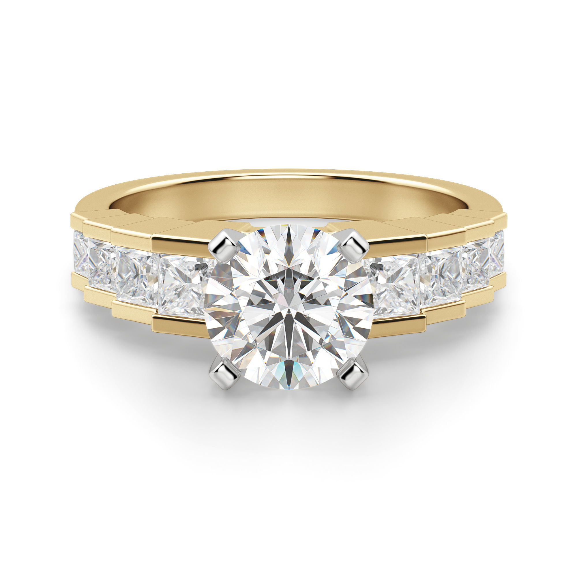 Cinderella Staircase Round Cut Engagement Ring