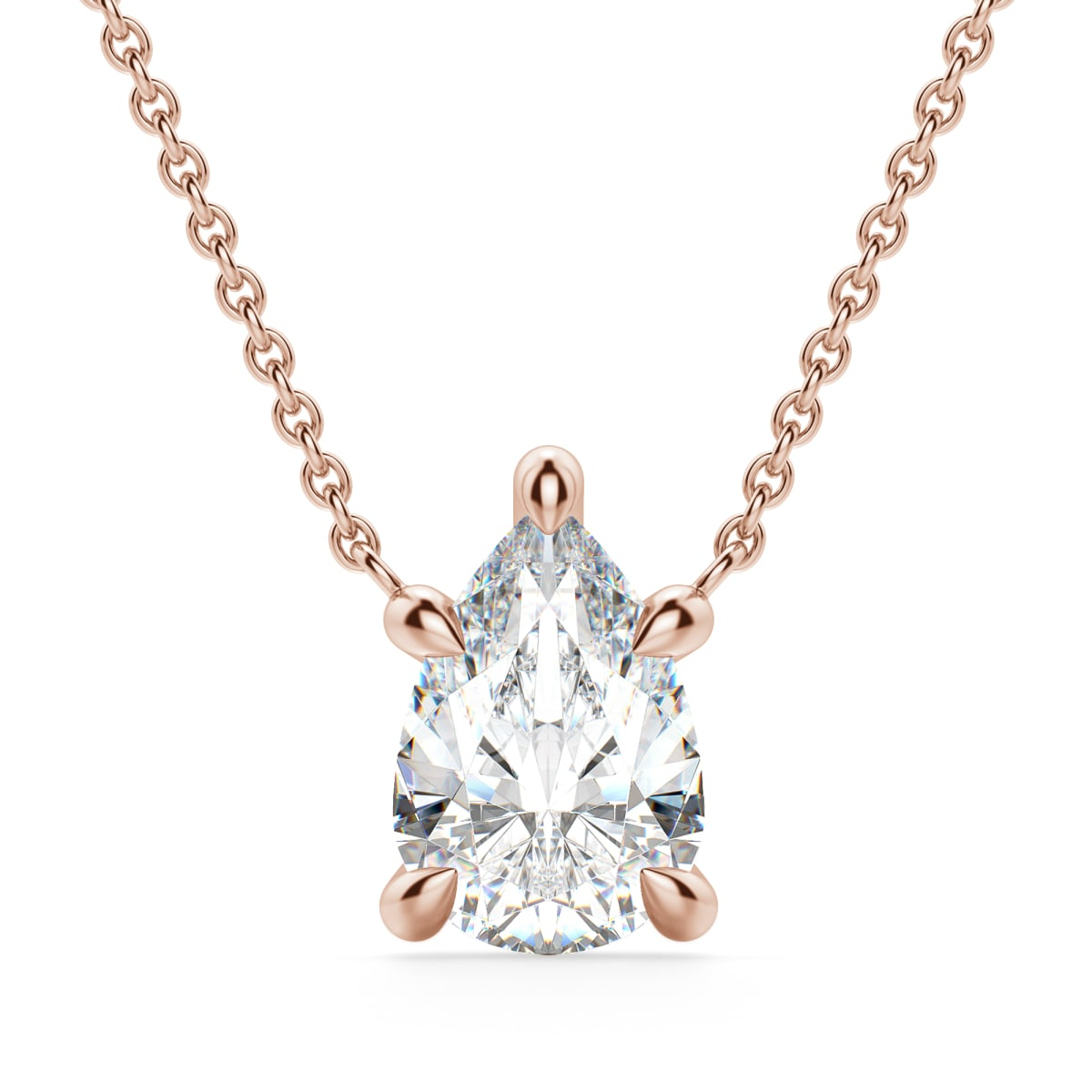 Claw Prong Pear Cut Necklace