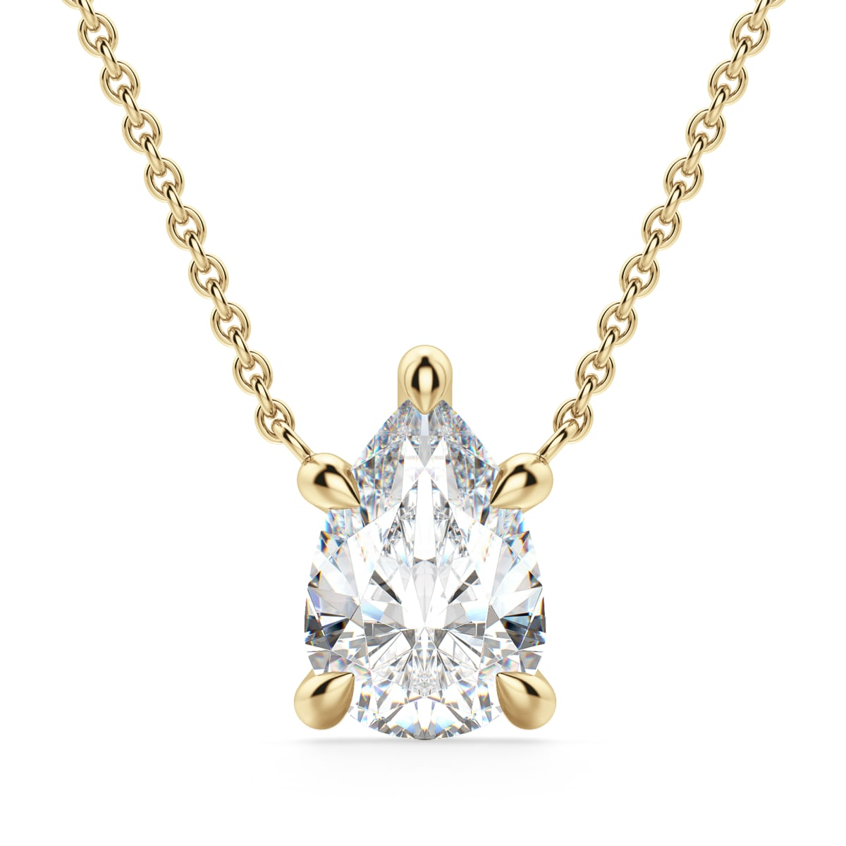 Claw Prong Pear Cut Necklace