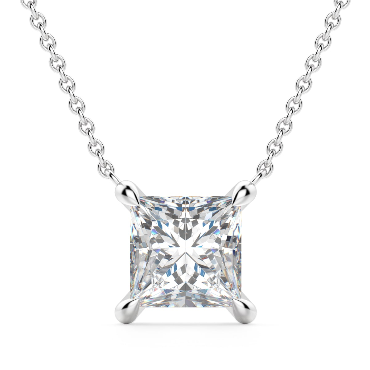 Claw Prong Princess Cut Necklace