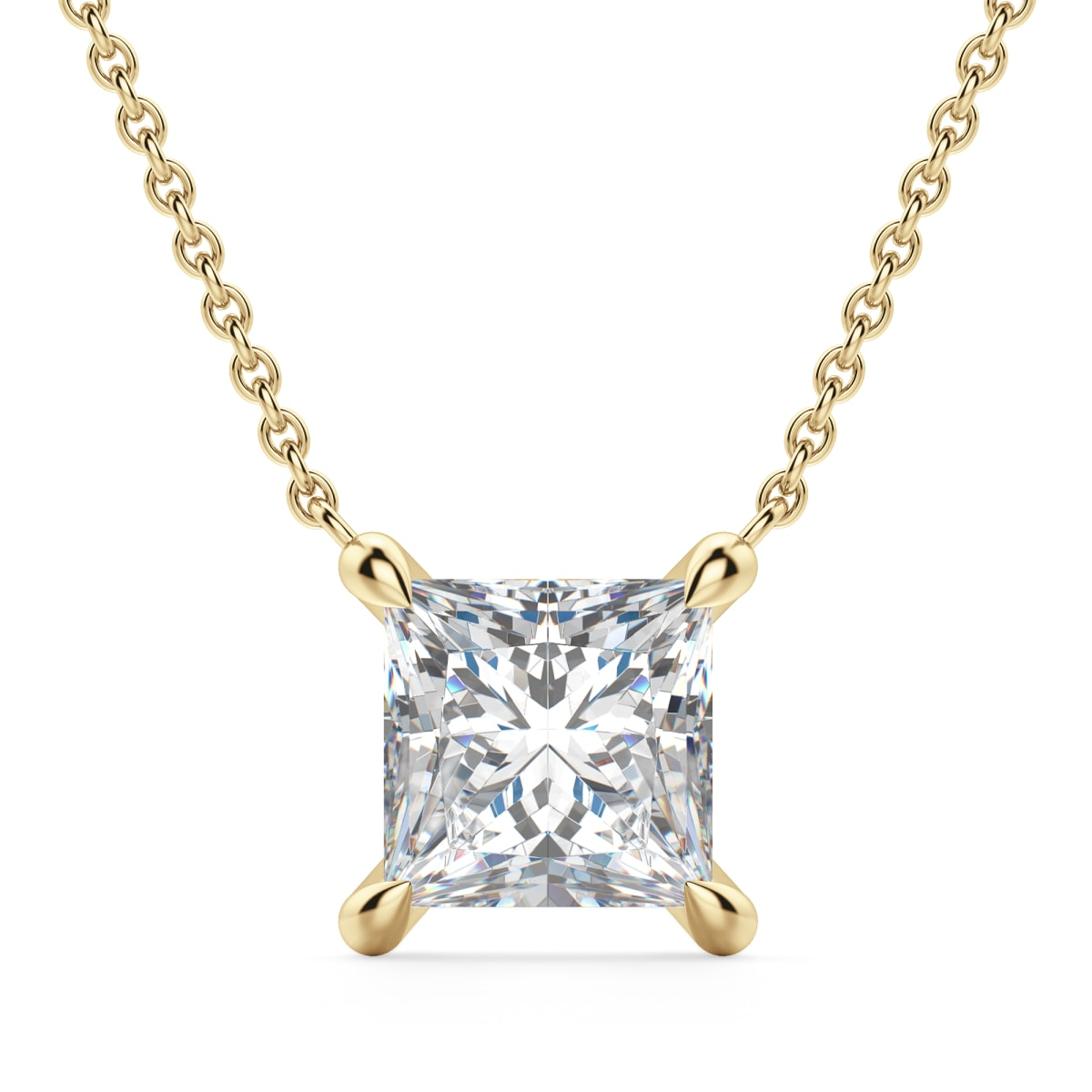 Claw Prong Princess Cut Necklace