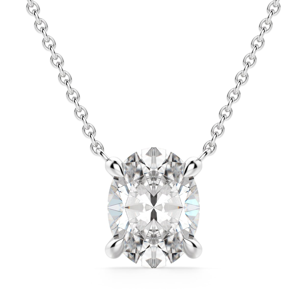 Claw Prong Oval Cut Necklace