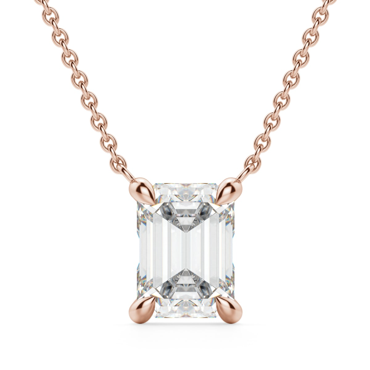 Claw Prong Emerald Cut Necklace