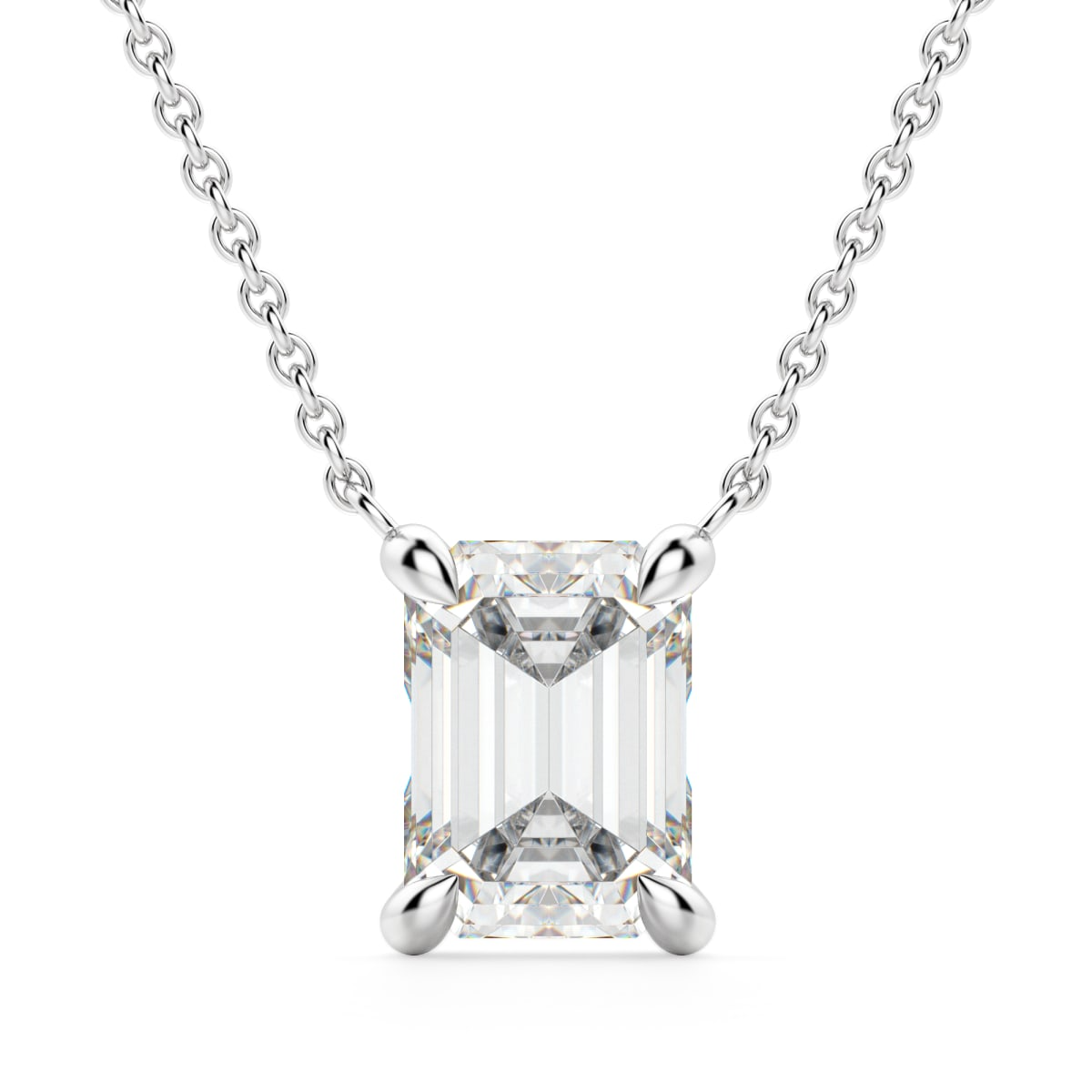 Claw Prong Emerald Cut Necklace