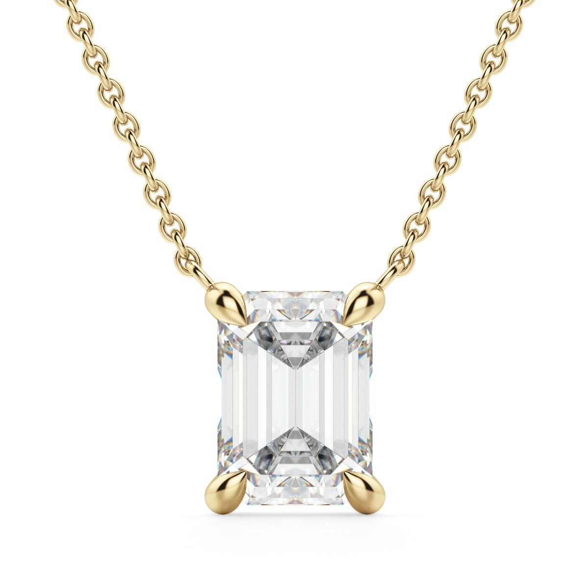 Claw Prong Emerald Cut Necklace