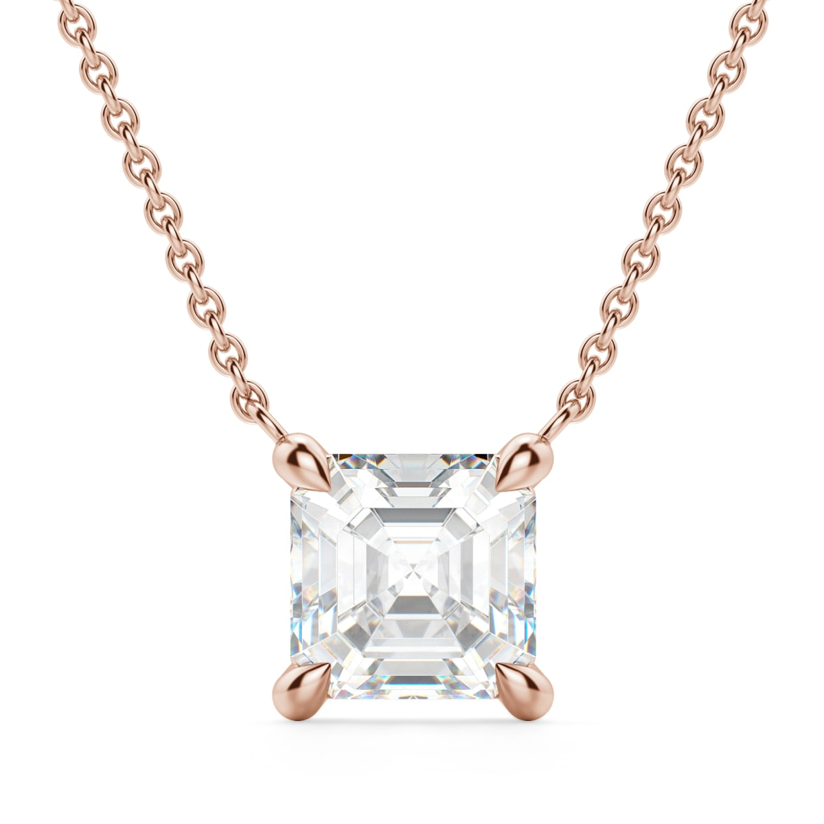 Claw Prong Asscher Cut Necklace