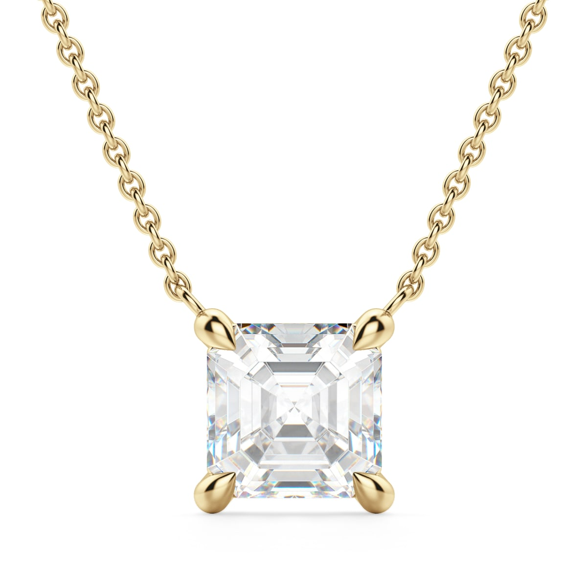 Claw Prong Asscher Cut Necklace
