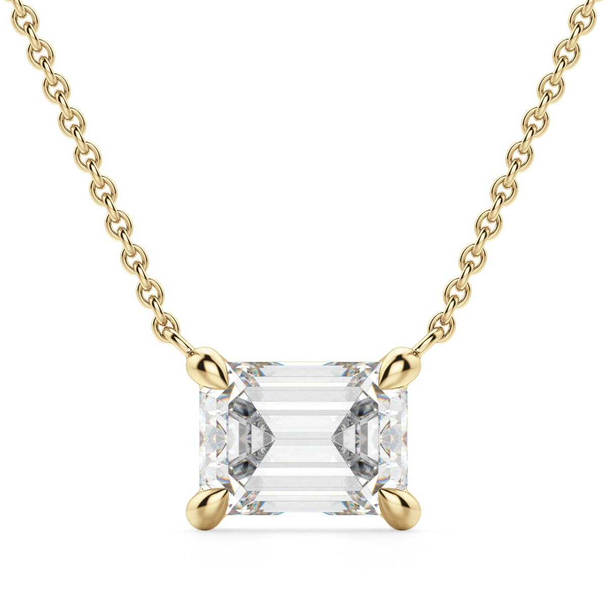 East-West Emerald Cut Necklace