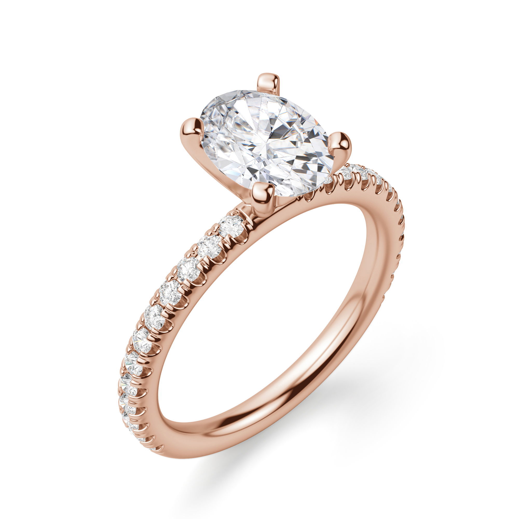 Petite Accented Oval Cut Engagement Ring