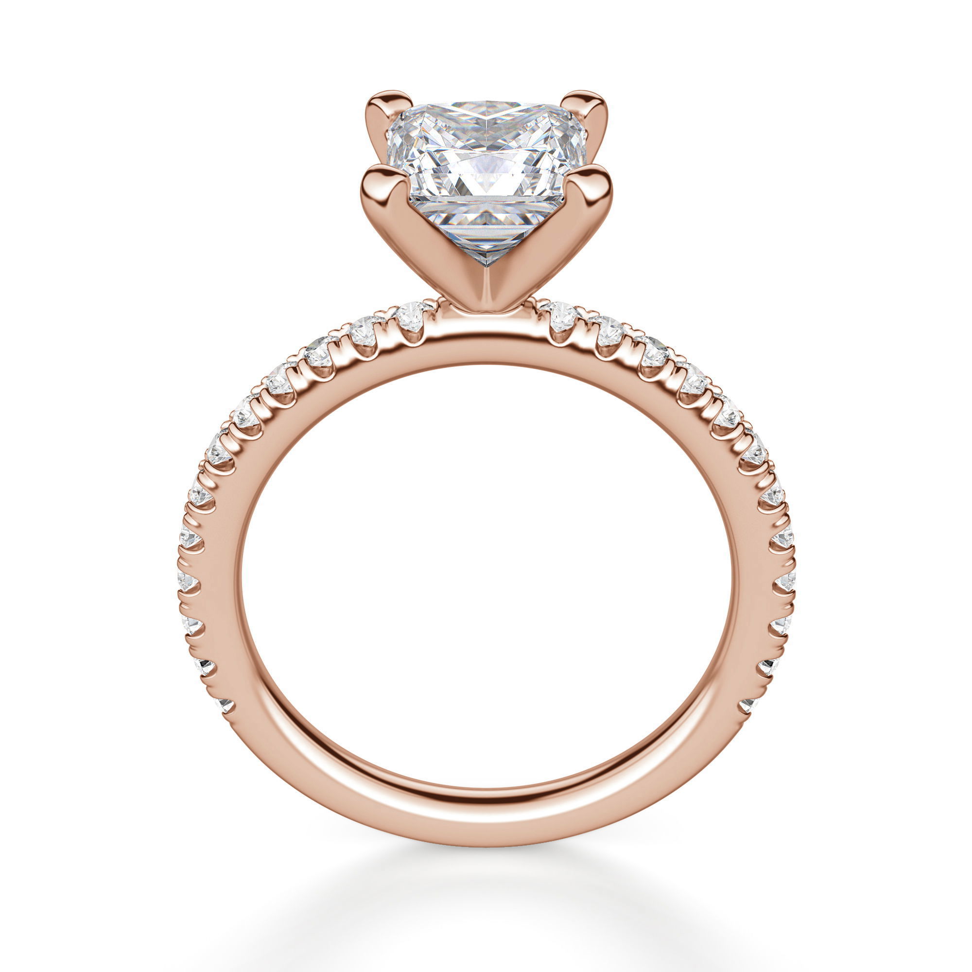 Petite Accented Princess Cut Engagement Ring
