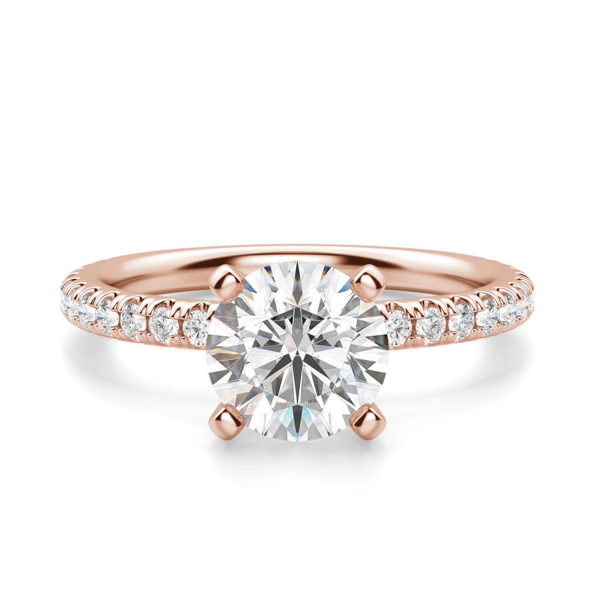 Petite Accented Round Cut Engagement Ring