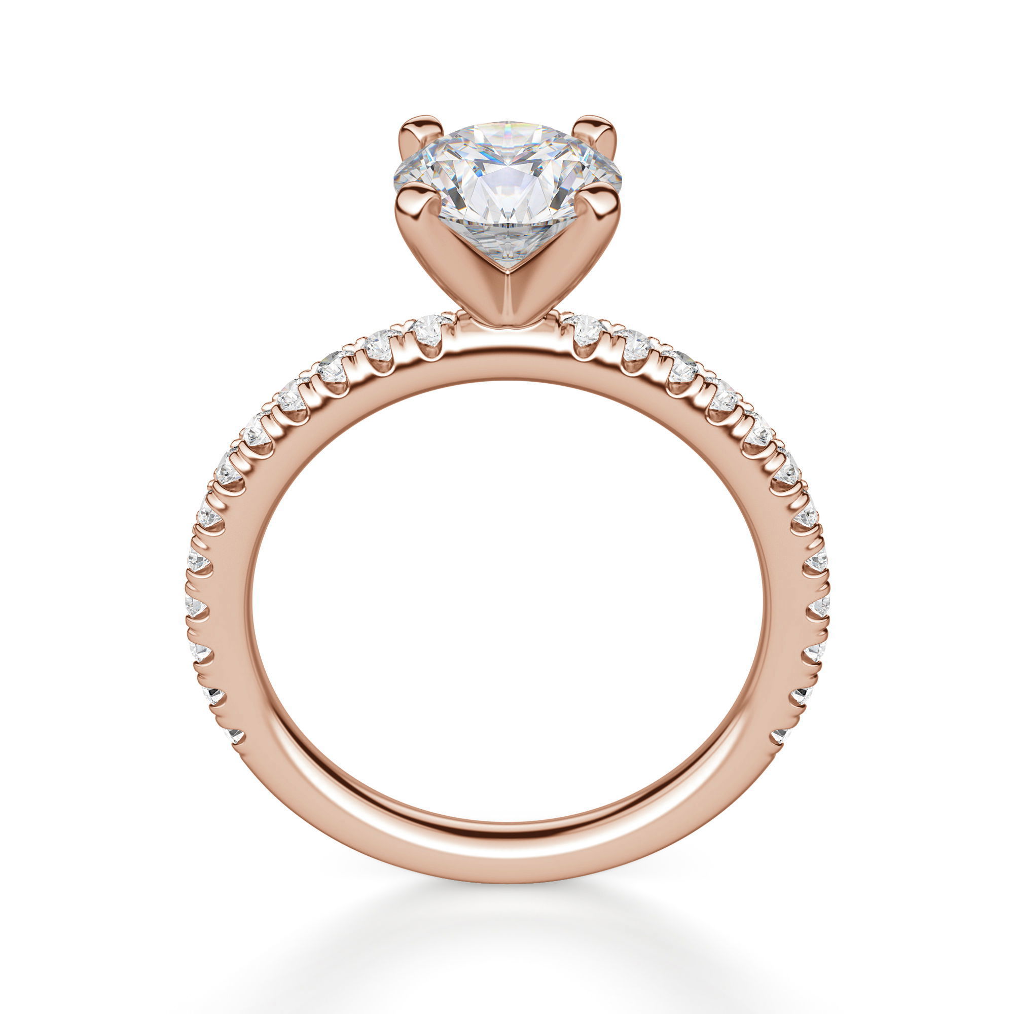 Petite Accented Round Cut Engagement Ring