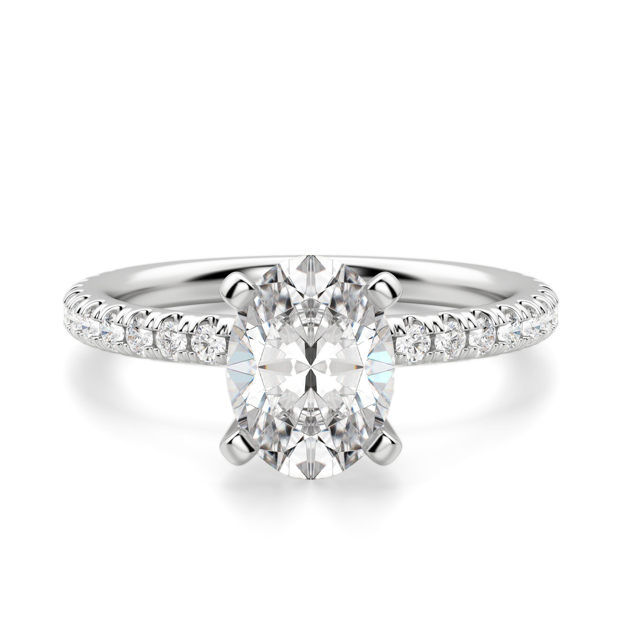Petite Accented Oval Cut Engagement Ring