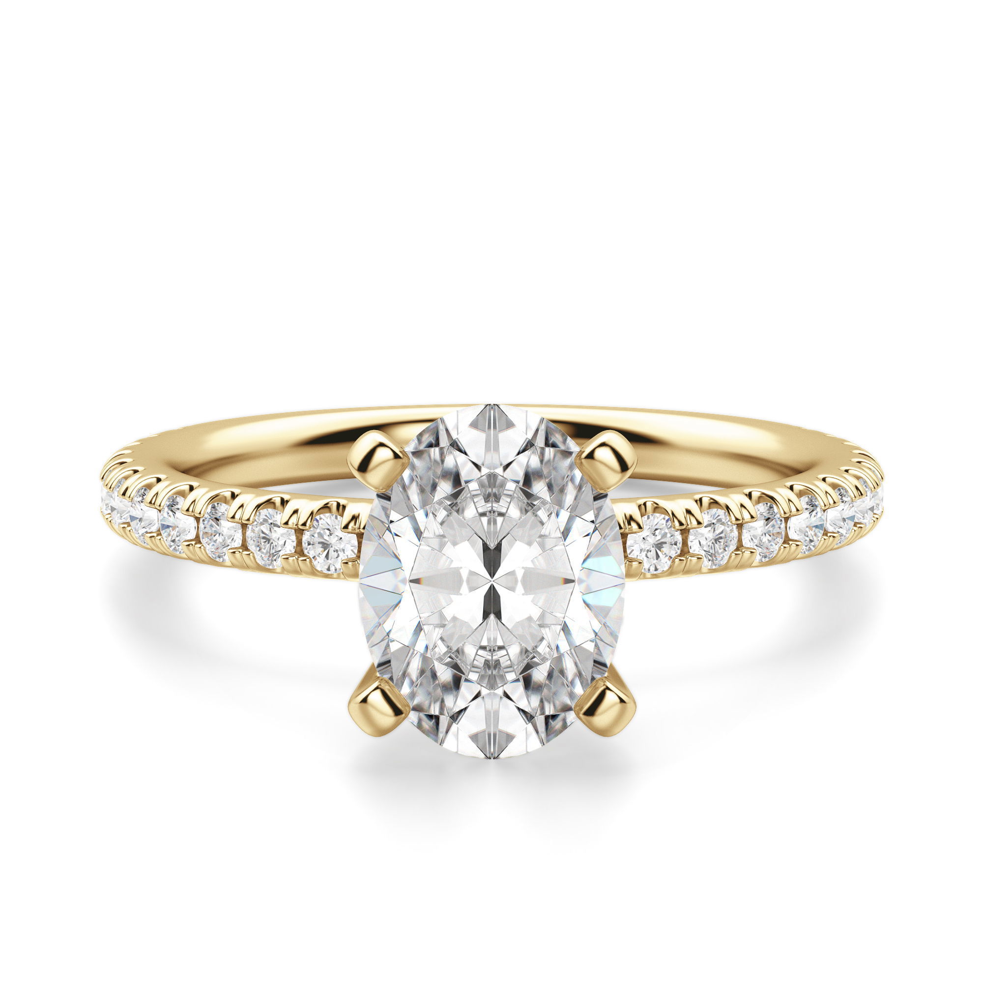 Petite Accented Oval Cut Engagement Ring