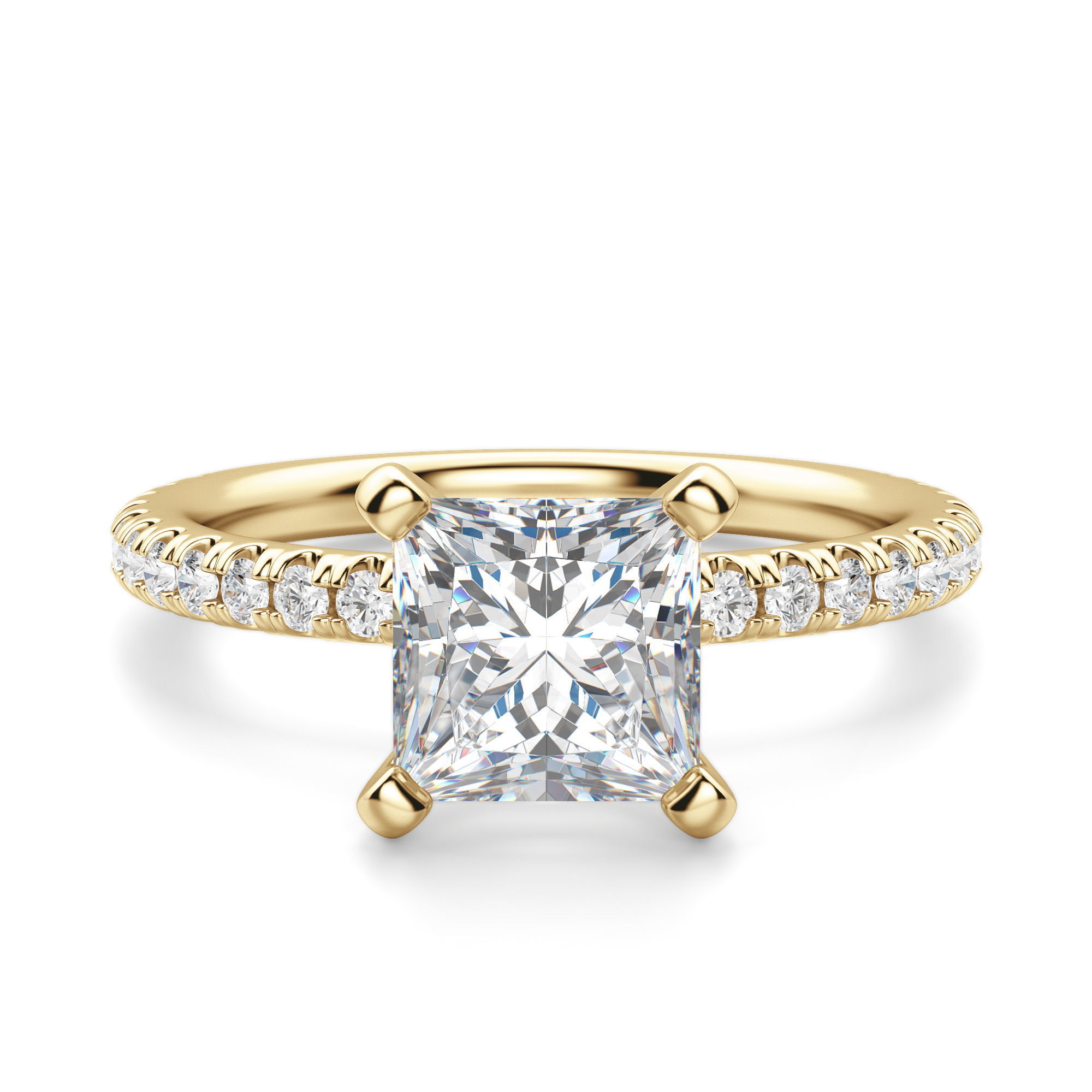 Petite Accented Princess Cut Engagement Ring