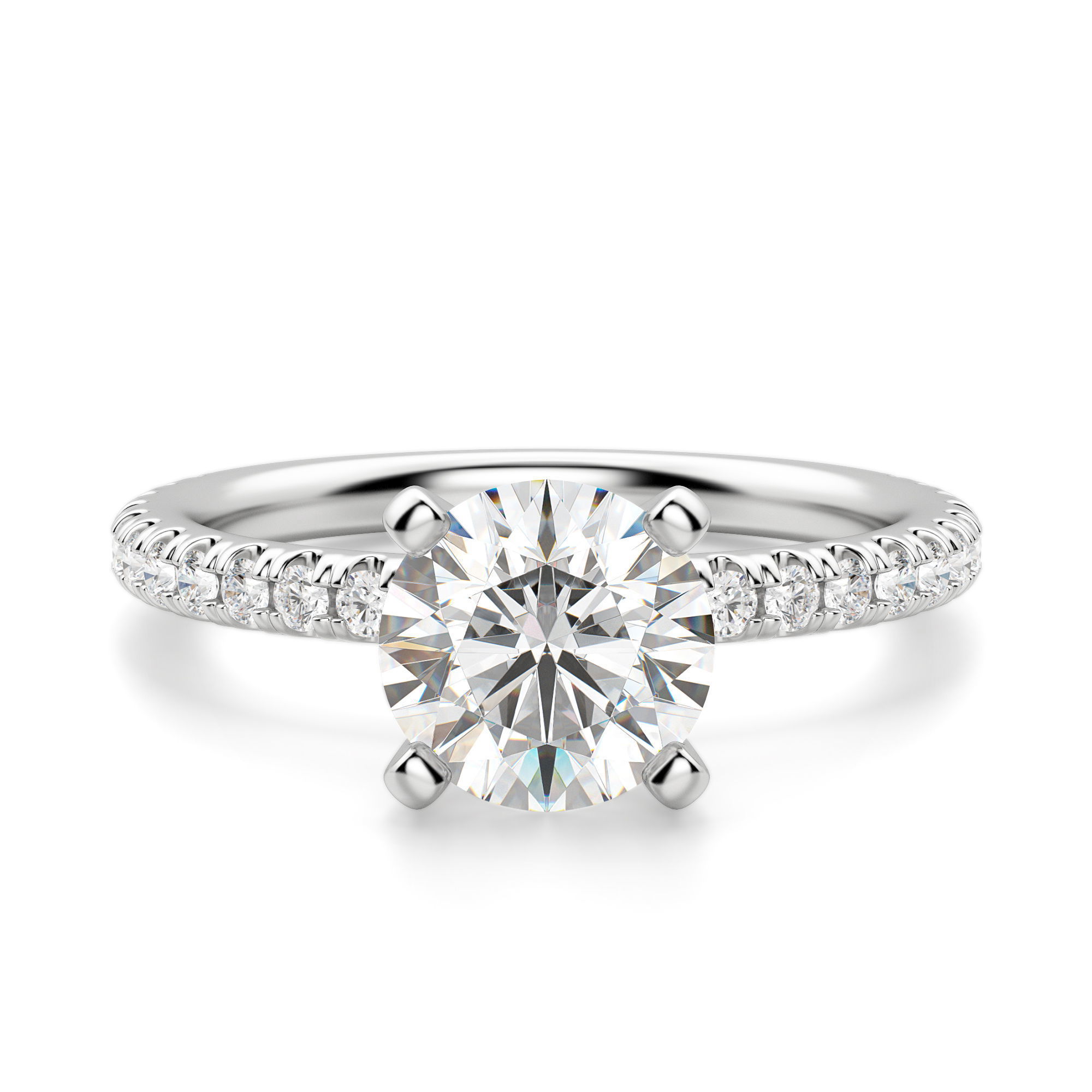 Petite Accented Round Cut Engagement Ring