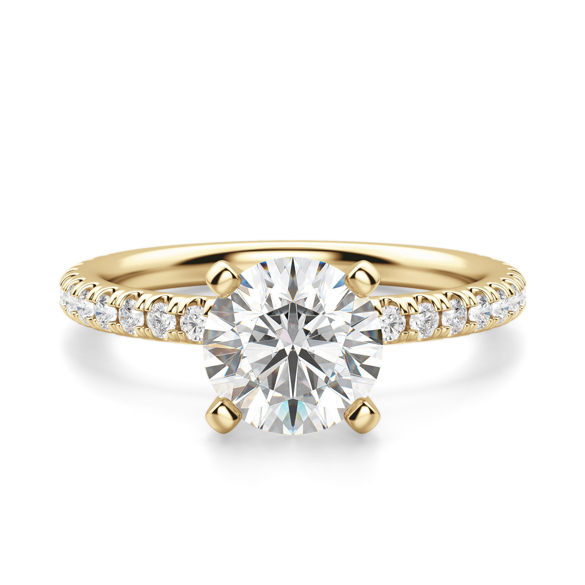 Petite Accented Round Cut Engagement Ring
