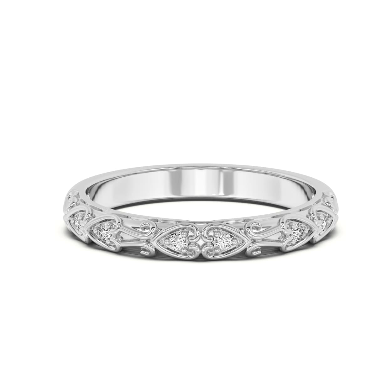 Sweetheart Prong Set Wedding Band