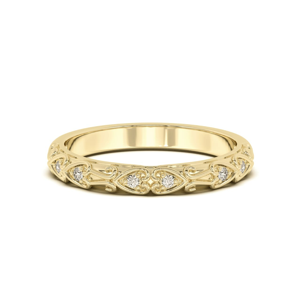 Sweetheart Prong Set Wedding Band