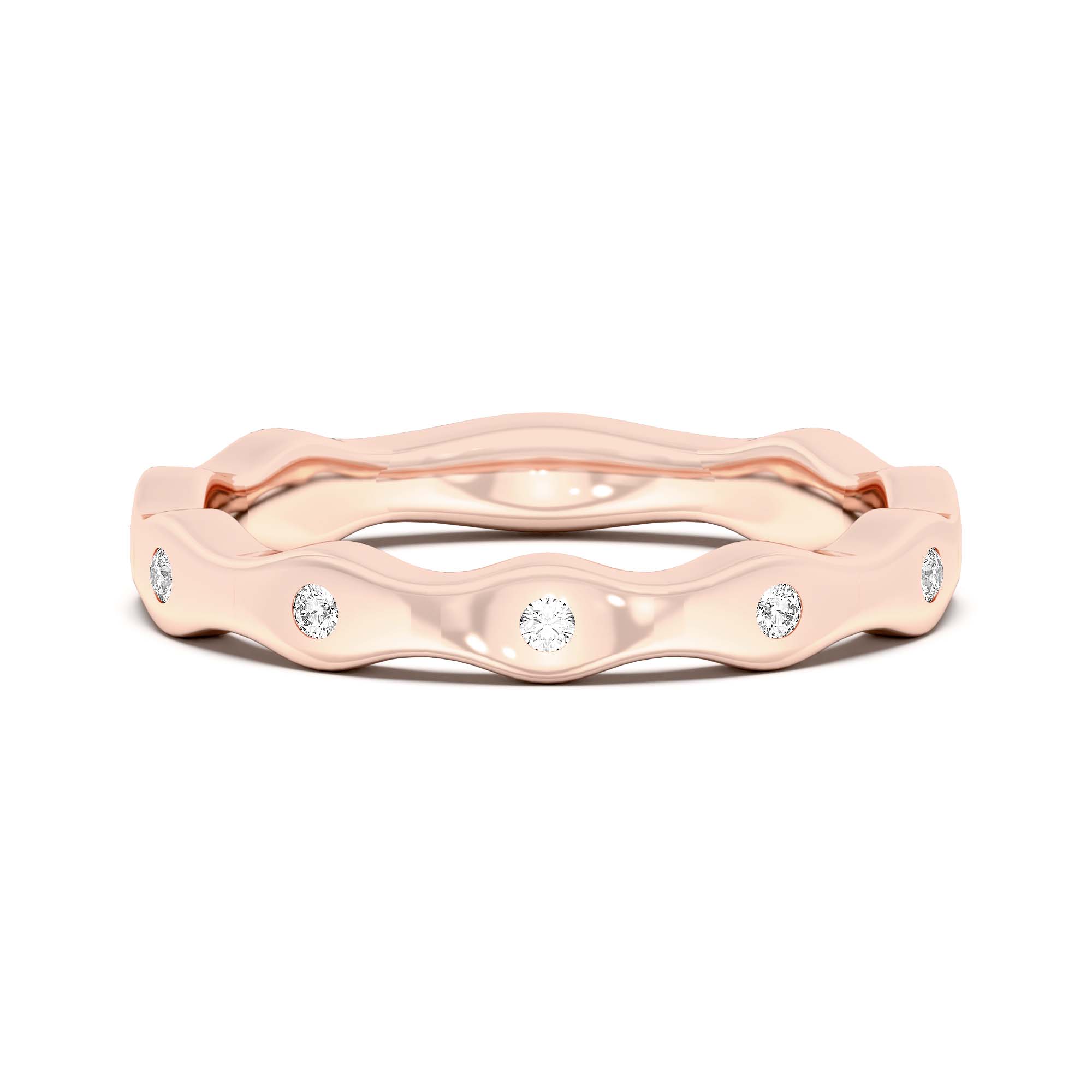 Bezel Set Curved Wedding Band