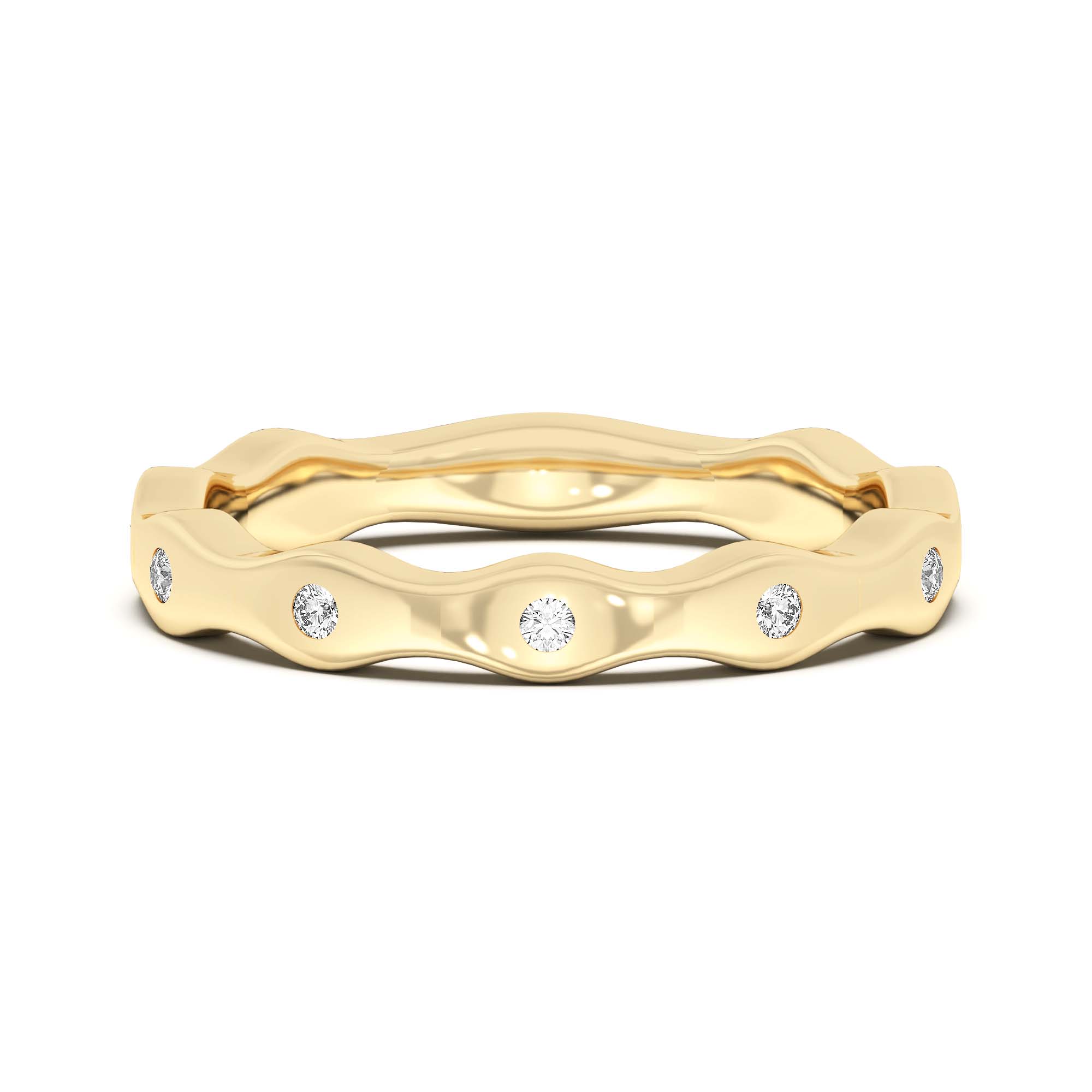 Bezel Set Curved Wedding Band