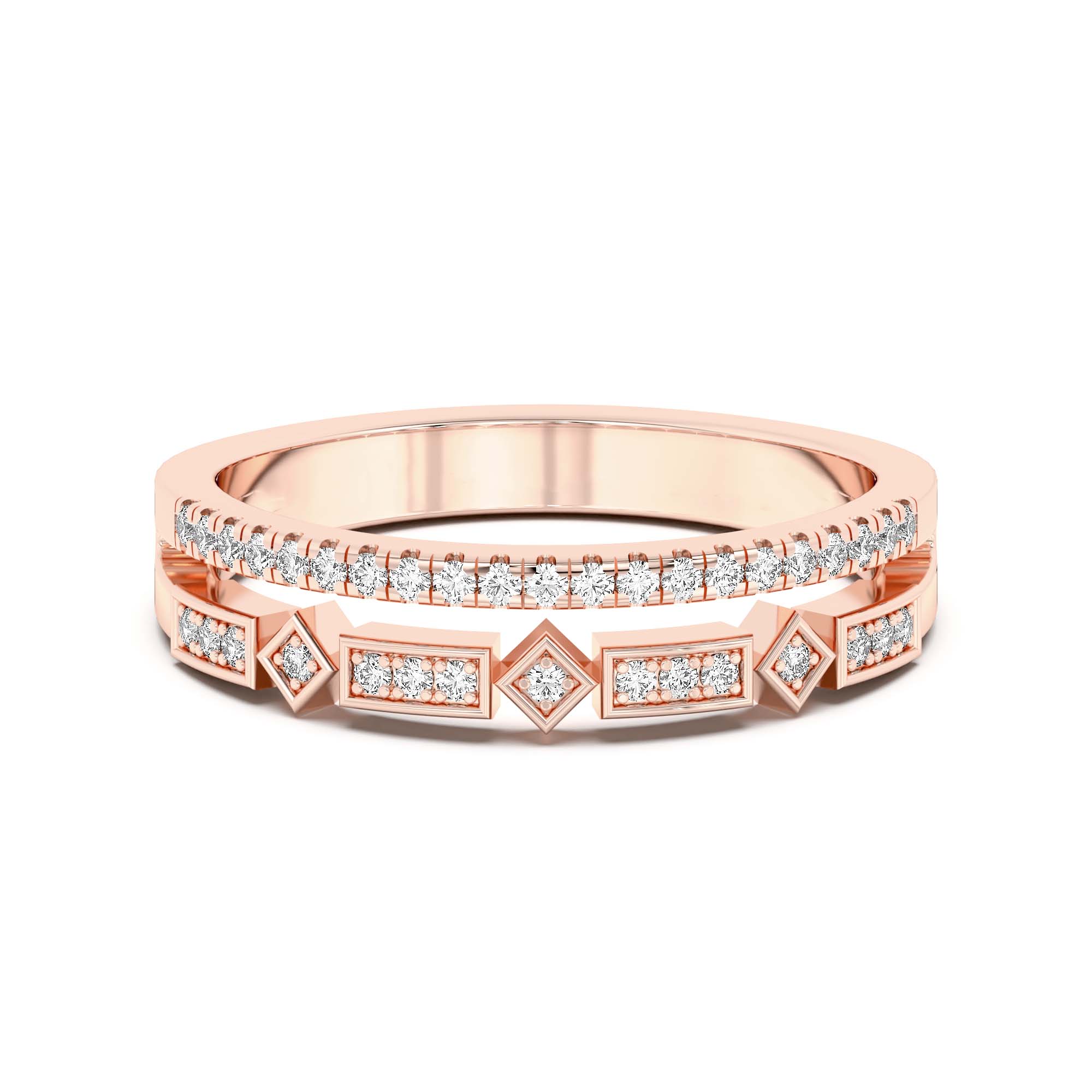 Double Row Fashion Wedding Band